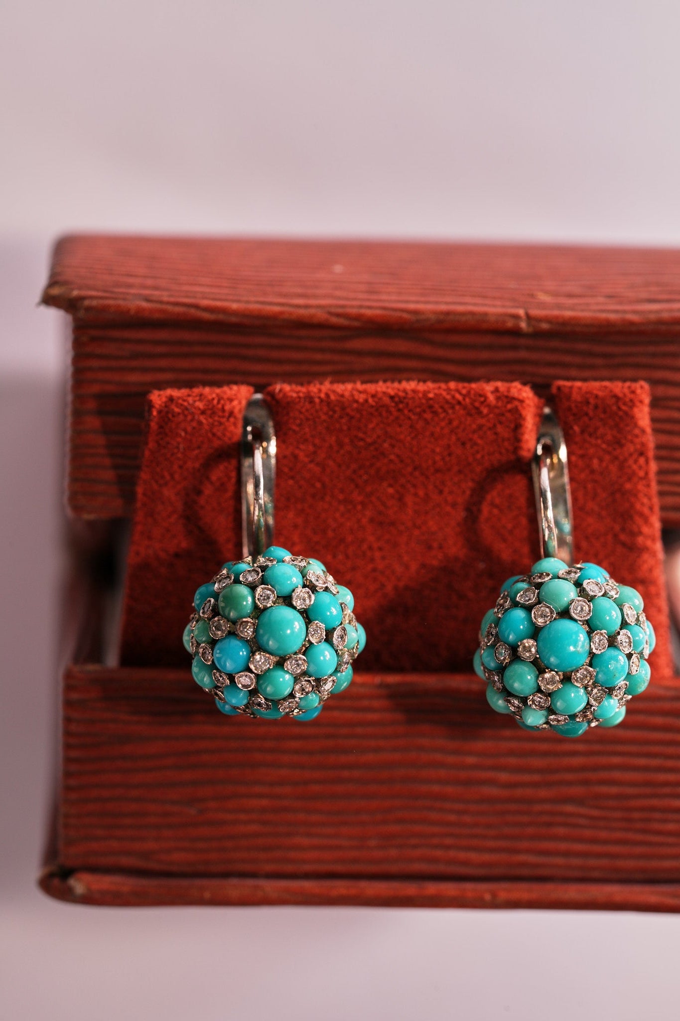 Natural Perisan turquoise and rose cut diamond earrings