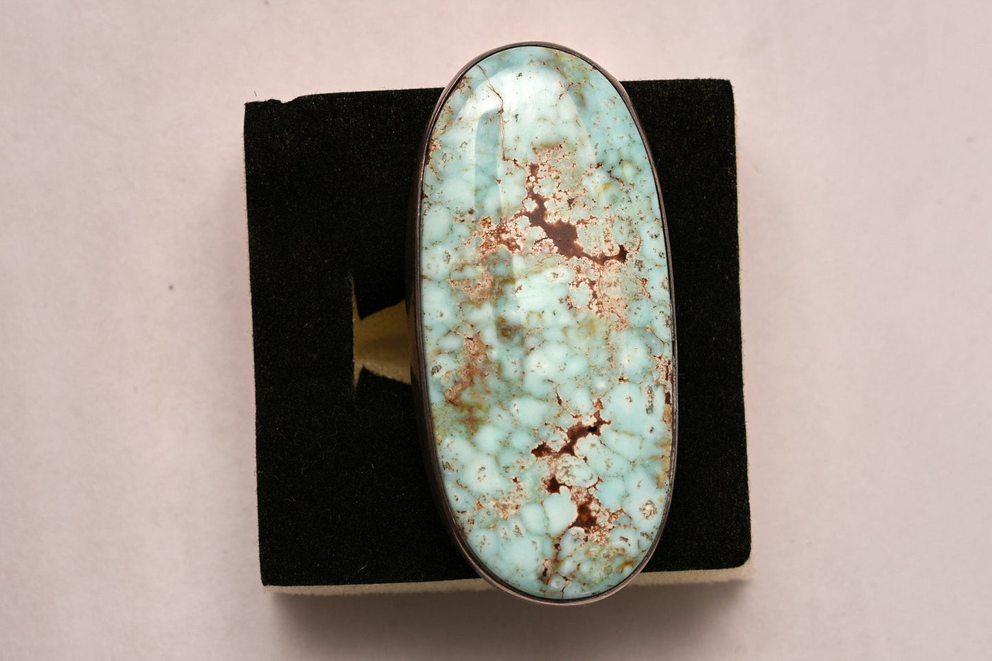 Oval turquoise and sterling ring by Rick Tolina