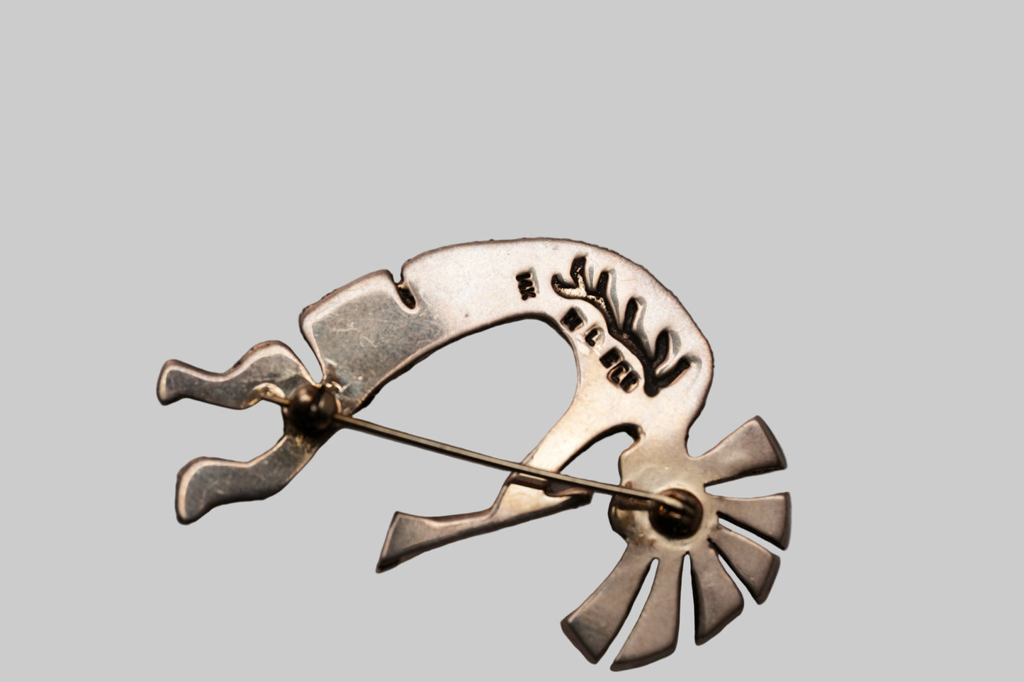 Sterling Silver, 14kt, turquoise Kokopelli Pin by Michael LIttle Elk