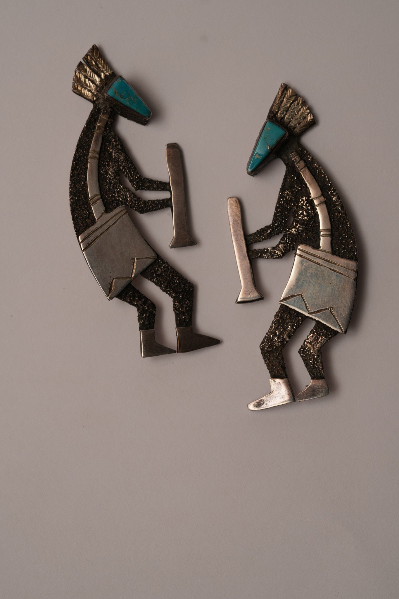 Kokopelli earrings with turquoise Michael Little Elk