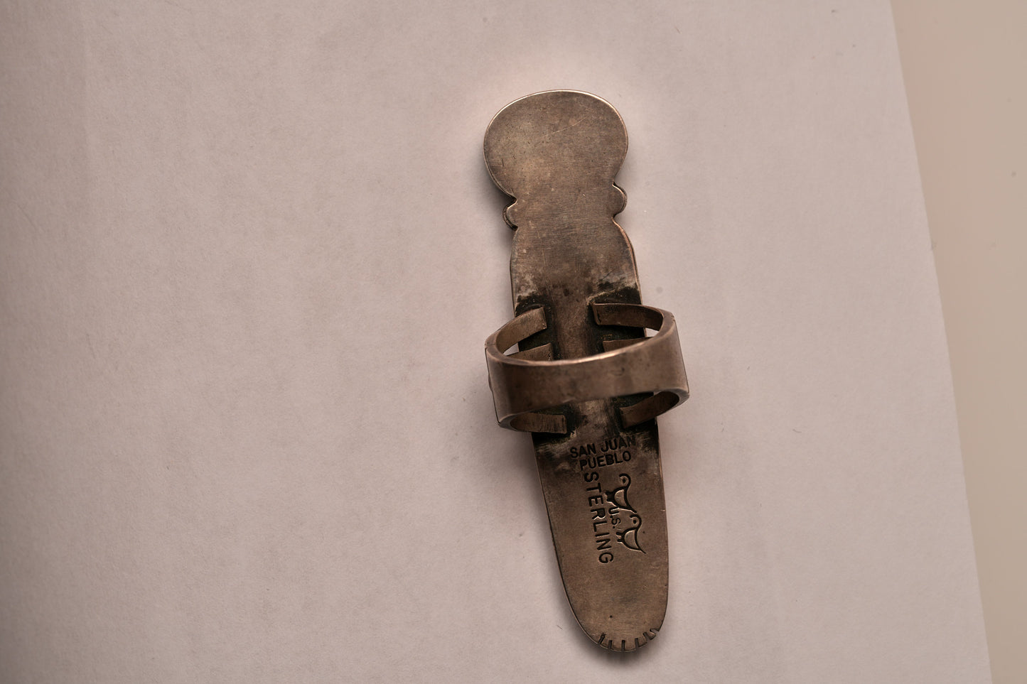 Long fossilized bone ladies ring by Mike Bird Romero