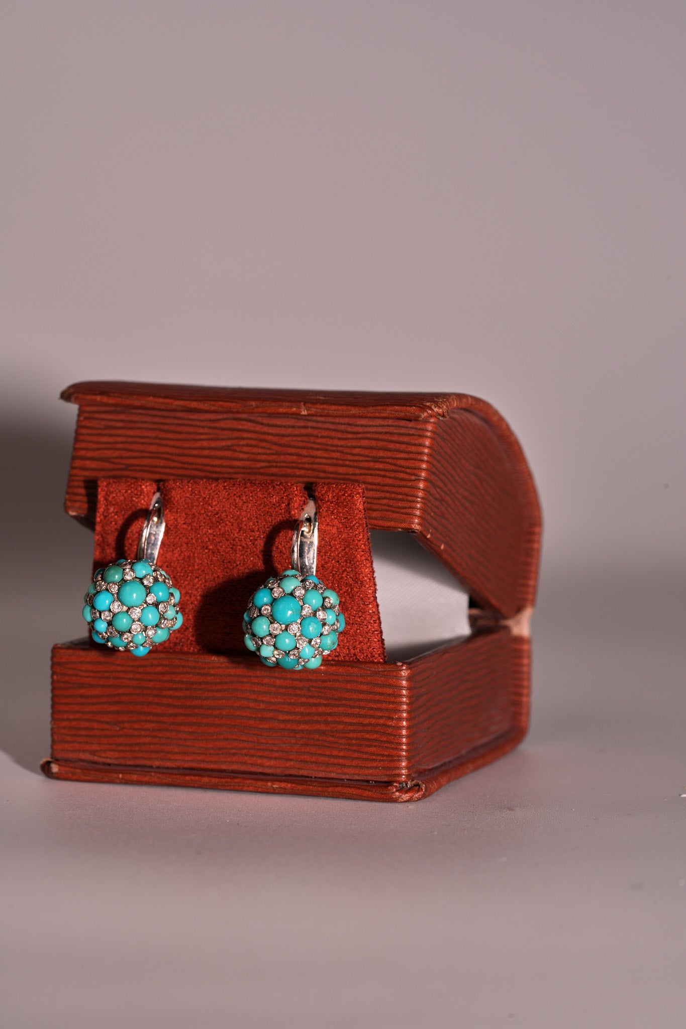 Natural Perisan turquoise and rose cut diamond earrings