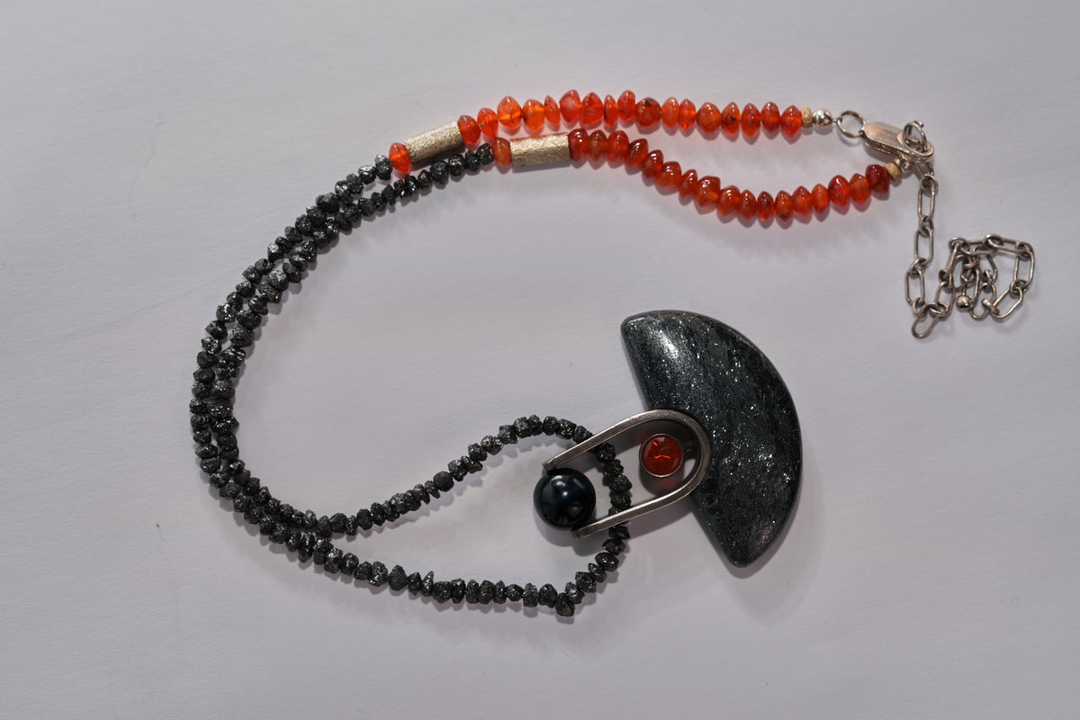 Interesting black diamond necklace