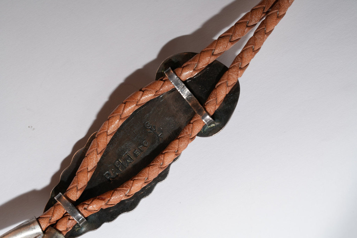 Mother of pearl and turquoise bolo by Ramon Platero