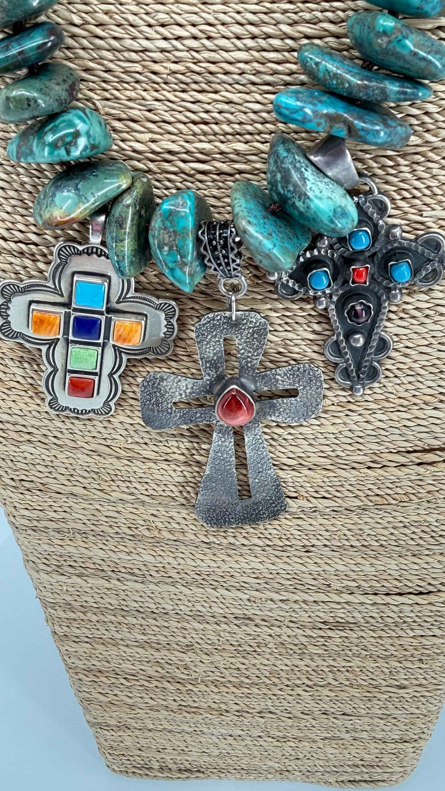 Turquoise with 3 crosses