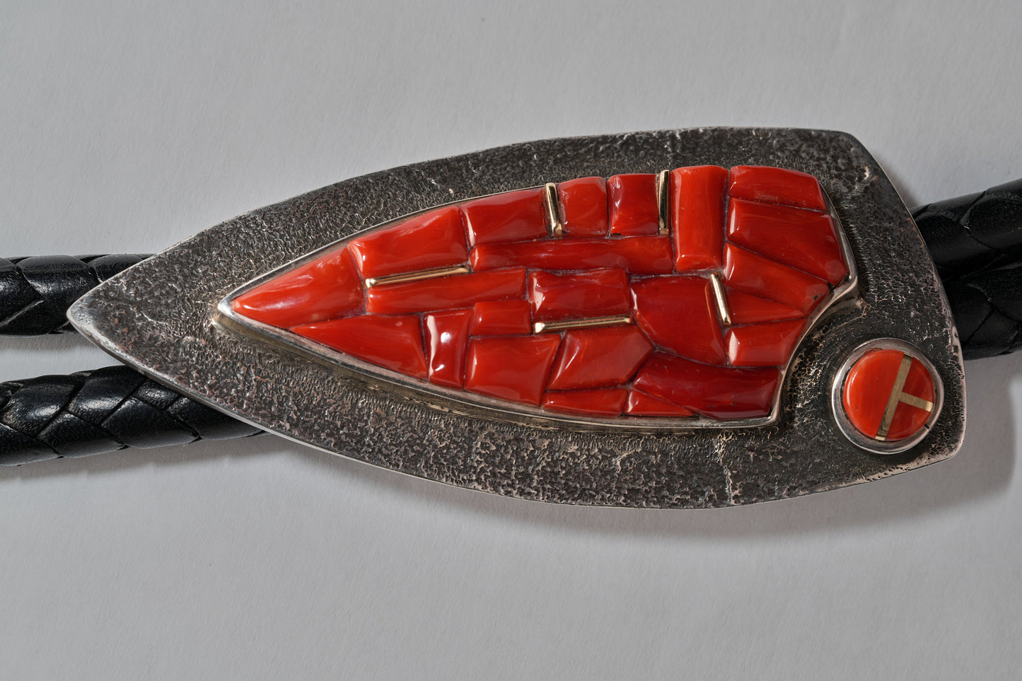 Coral, Sterling, Gold bolo Wes Willie