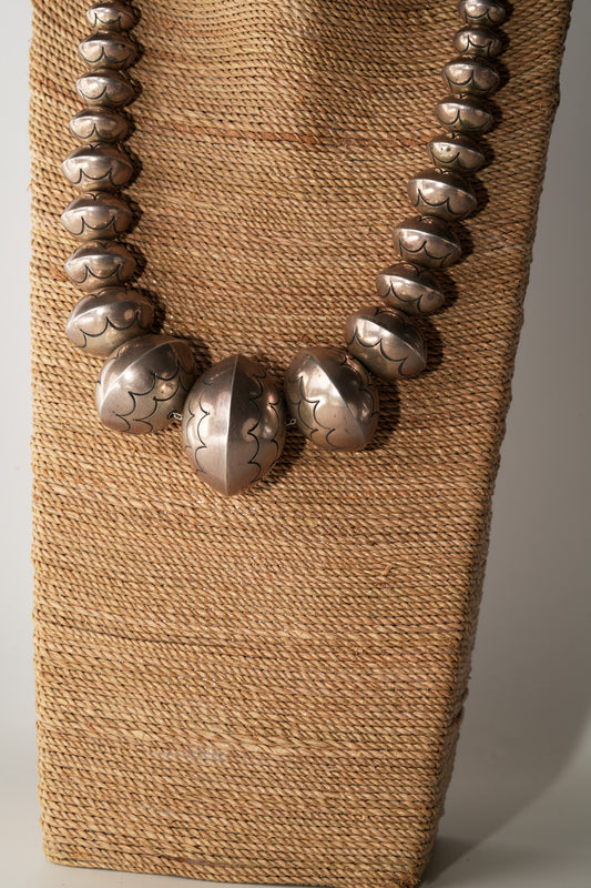 Sterling Silver Pearl Necklace by Leo Yazzie