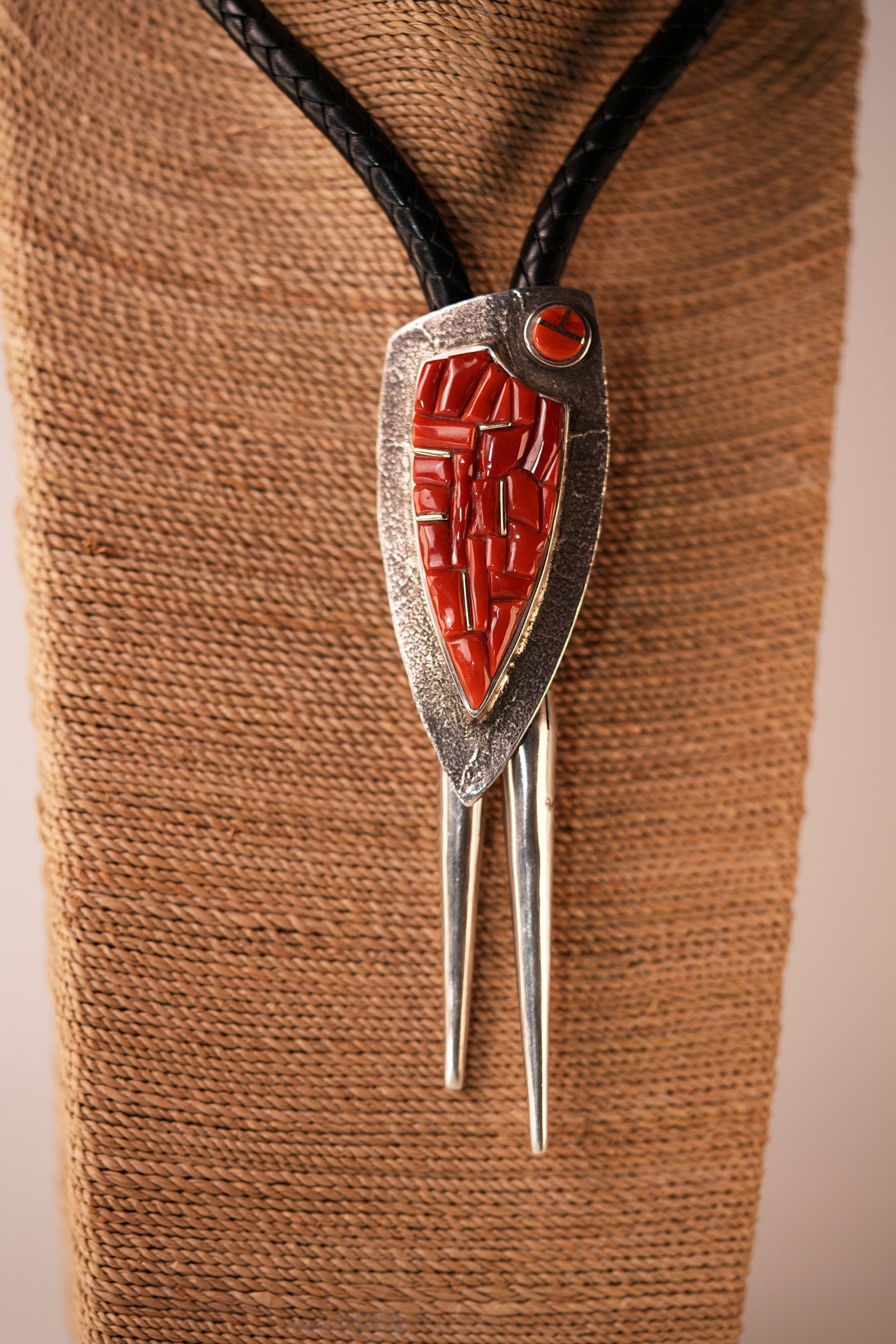 Coral, Sterling, Gold bolo Wes Willie