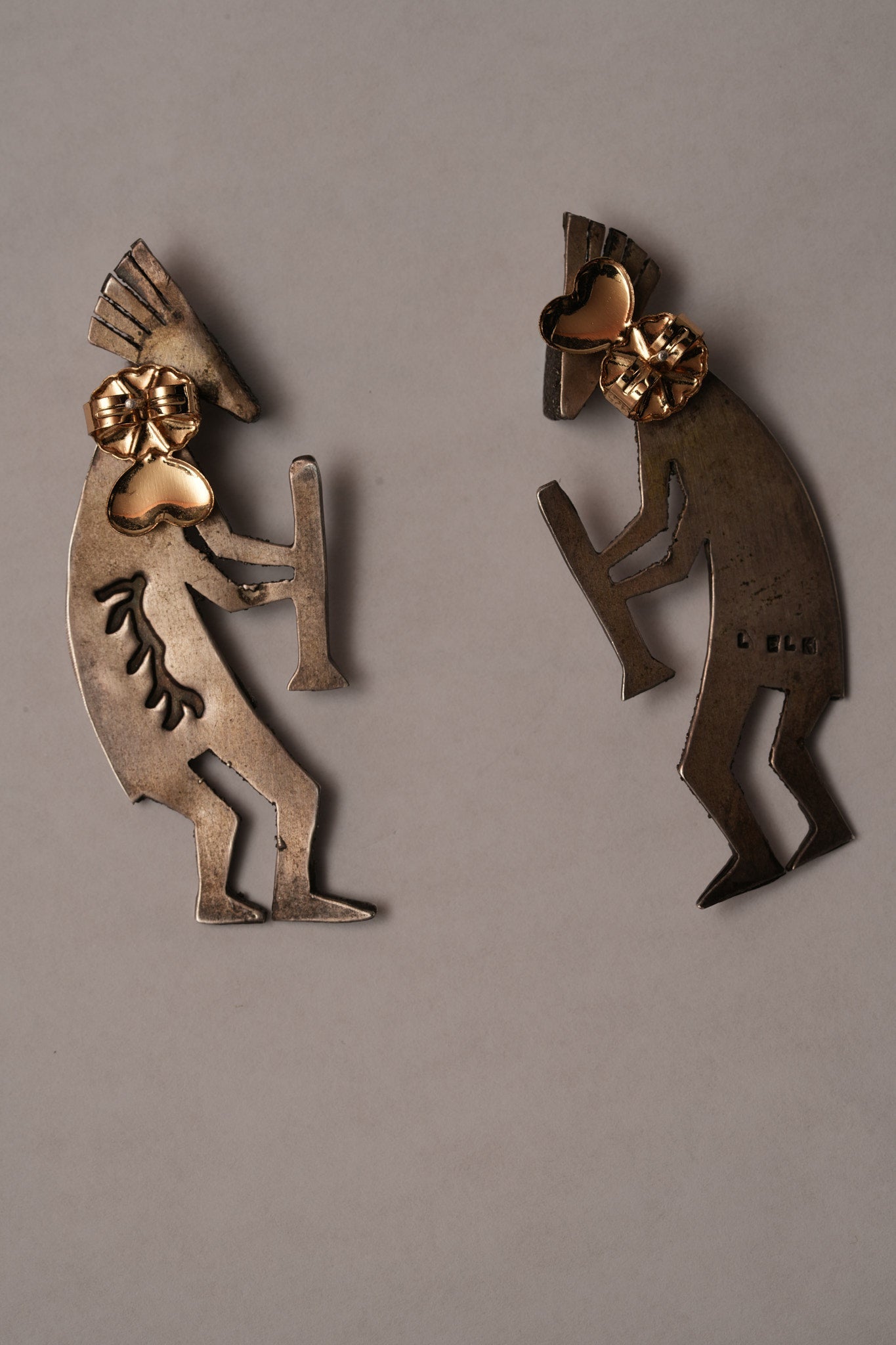 Kokopelli earrings with turquoise Michael Little Elk