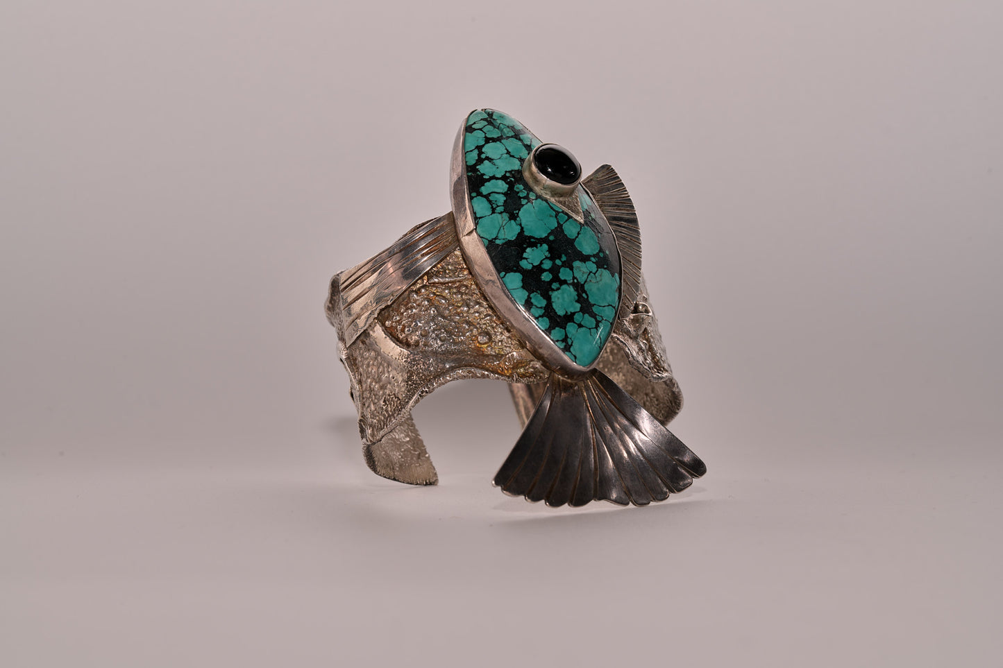 Sterling silver and turquoise fish bracelet