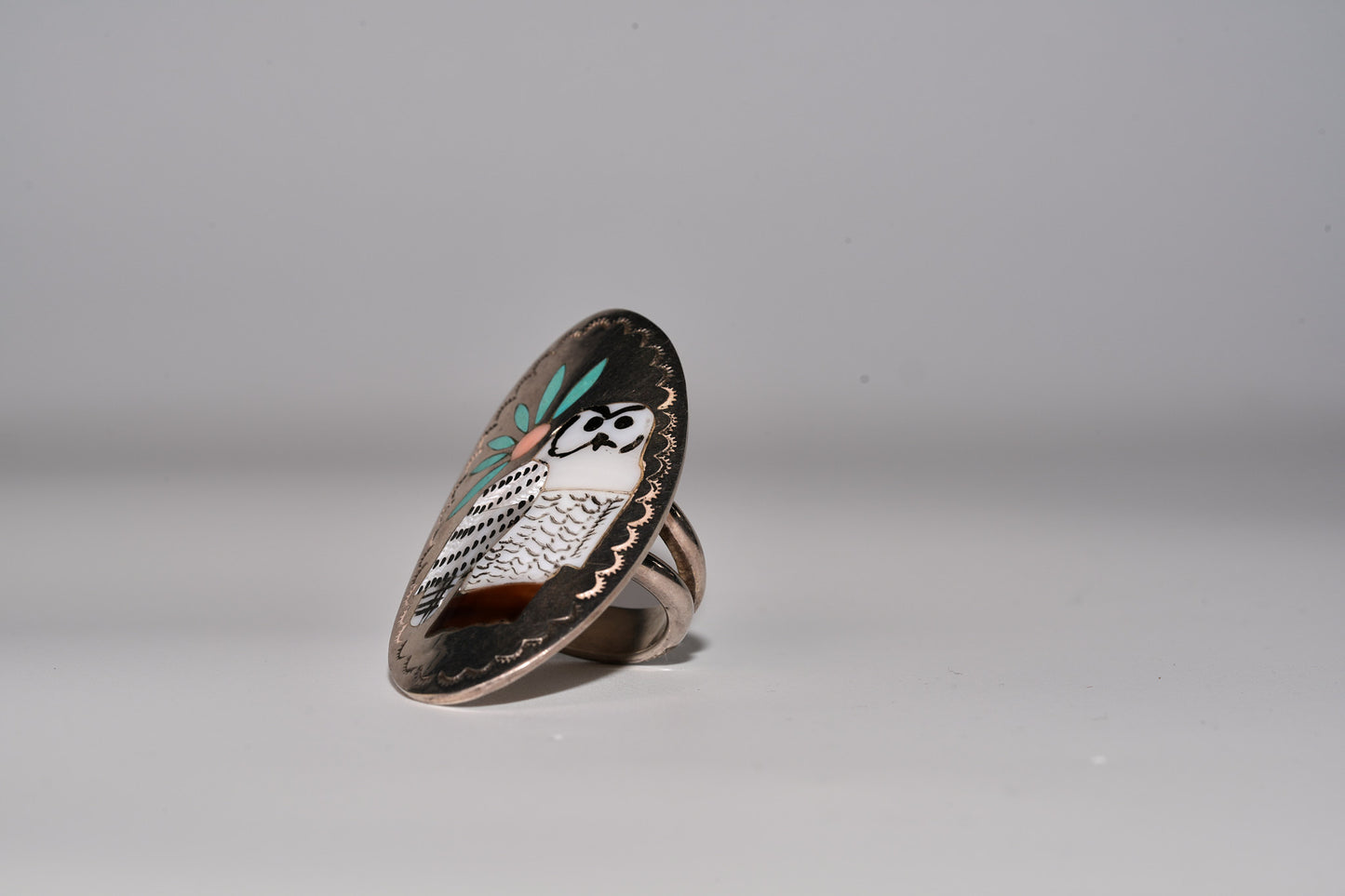 White Owl Ring by Quinton Quam, Sr.