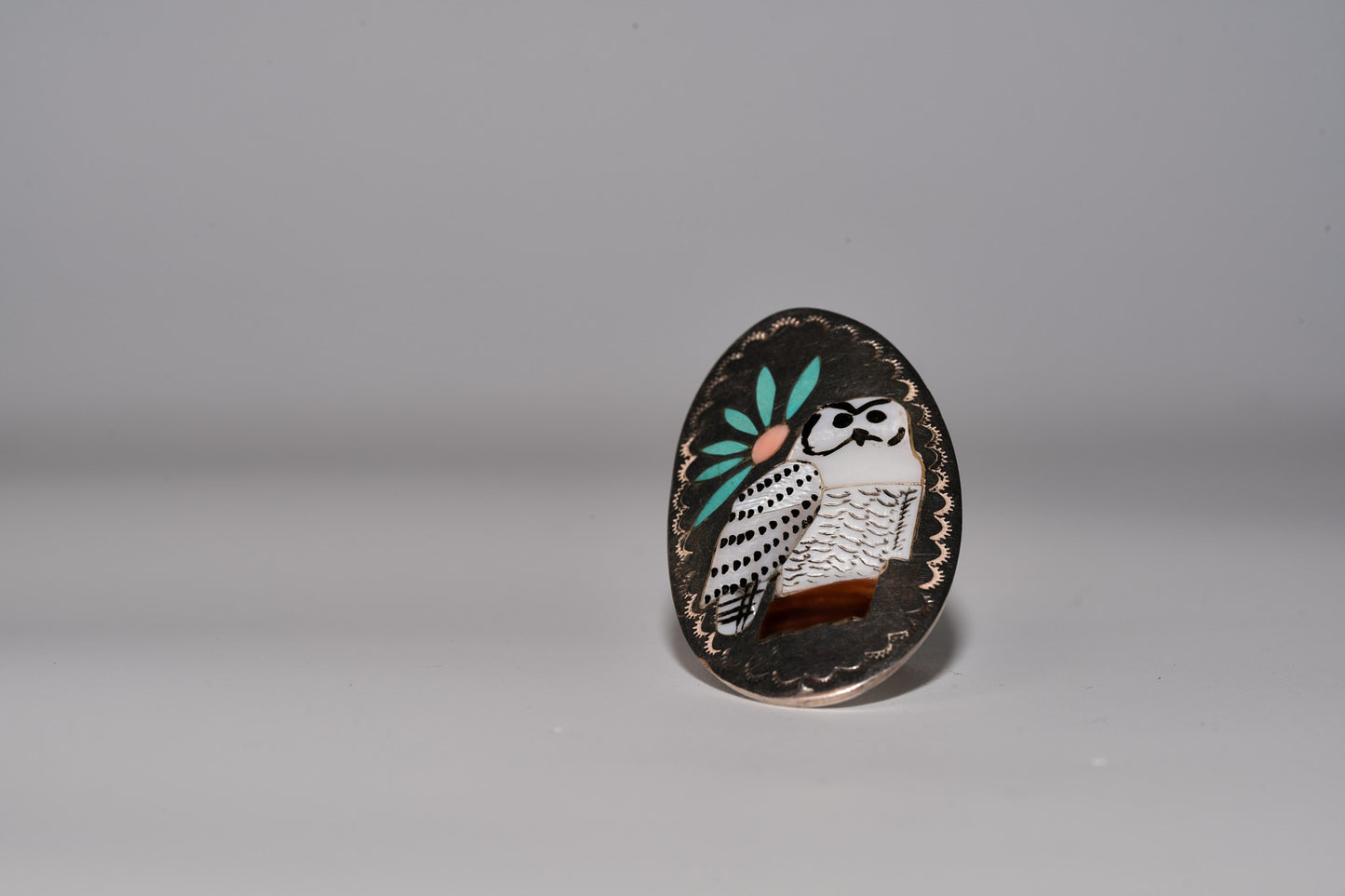 White Owl Ring by Quinton Quam, Sr.