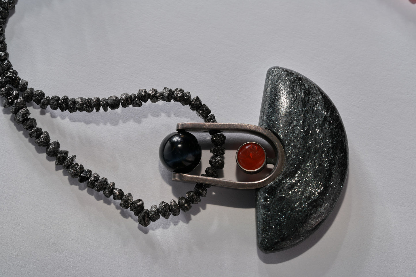 Interesting black diamond necklace