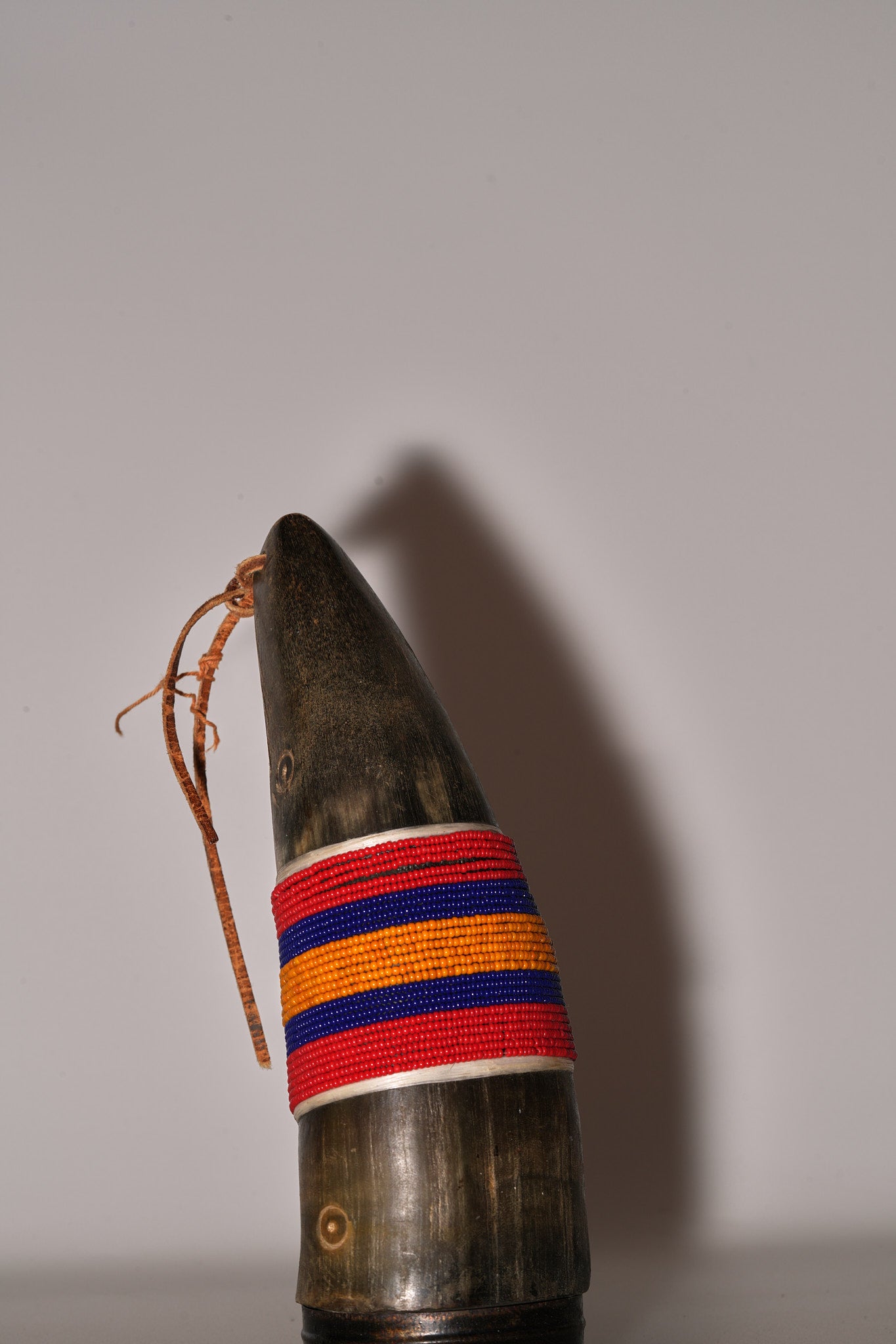 Beaded horn by Les Berryhill