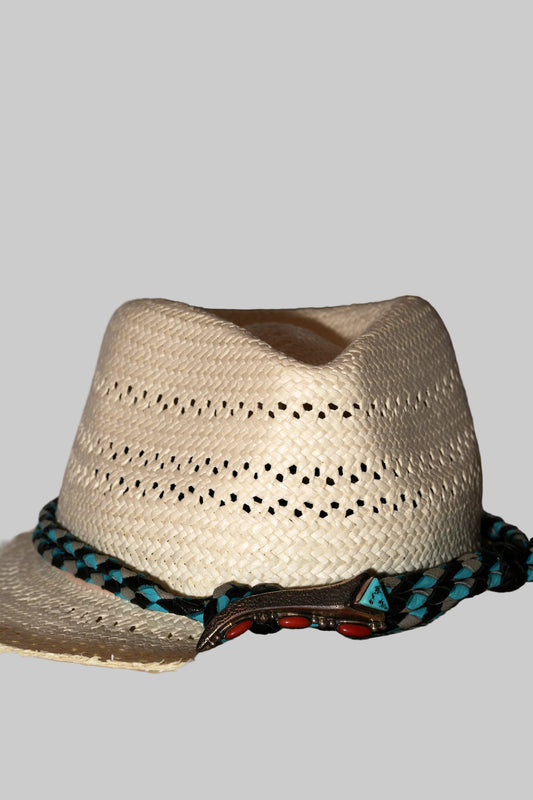 Hatband with deerskin and custom made bolo