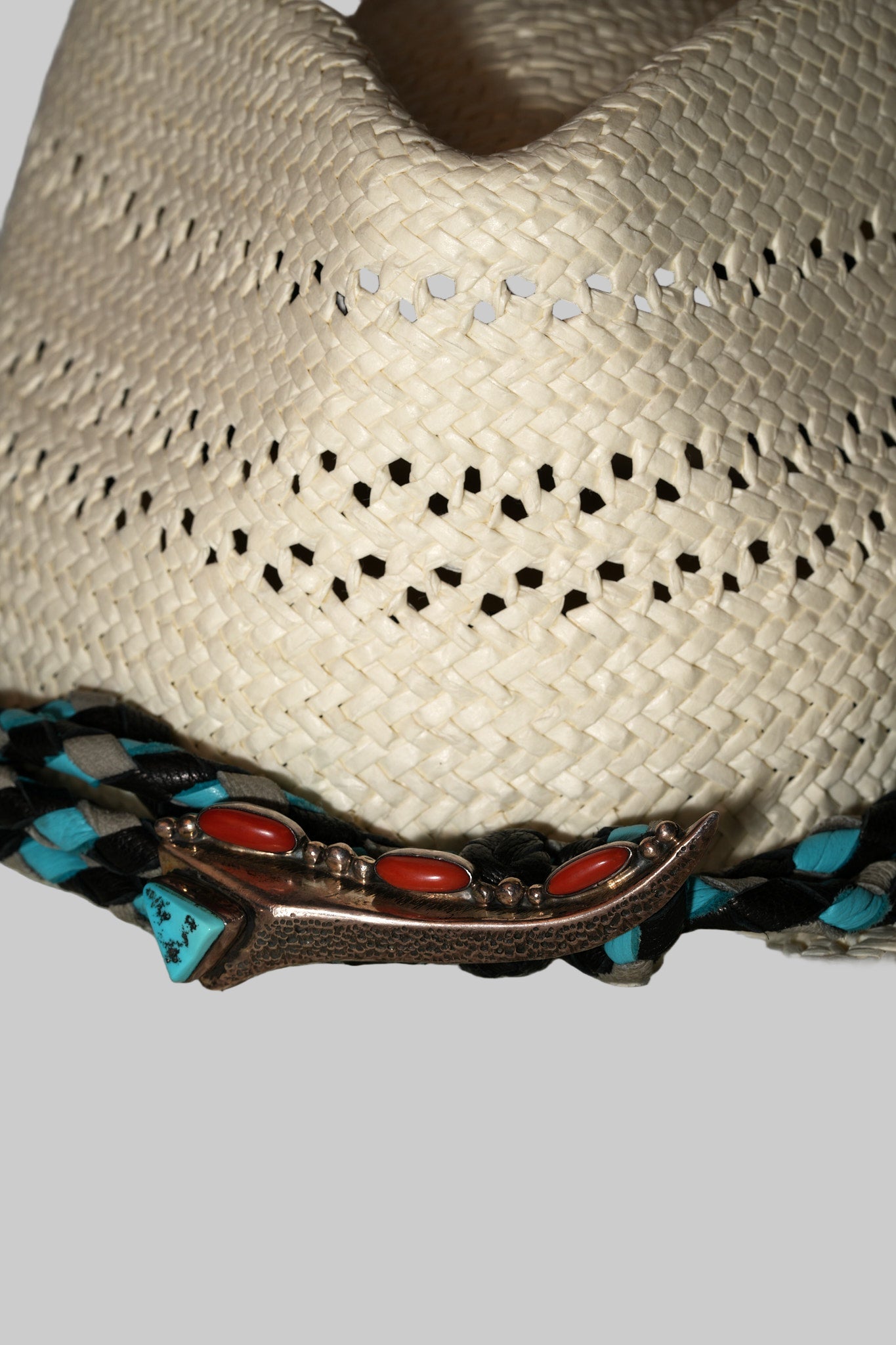 Hatband with deerskin and custom made bolo