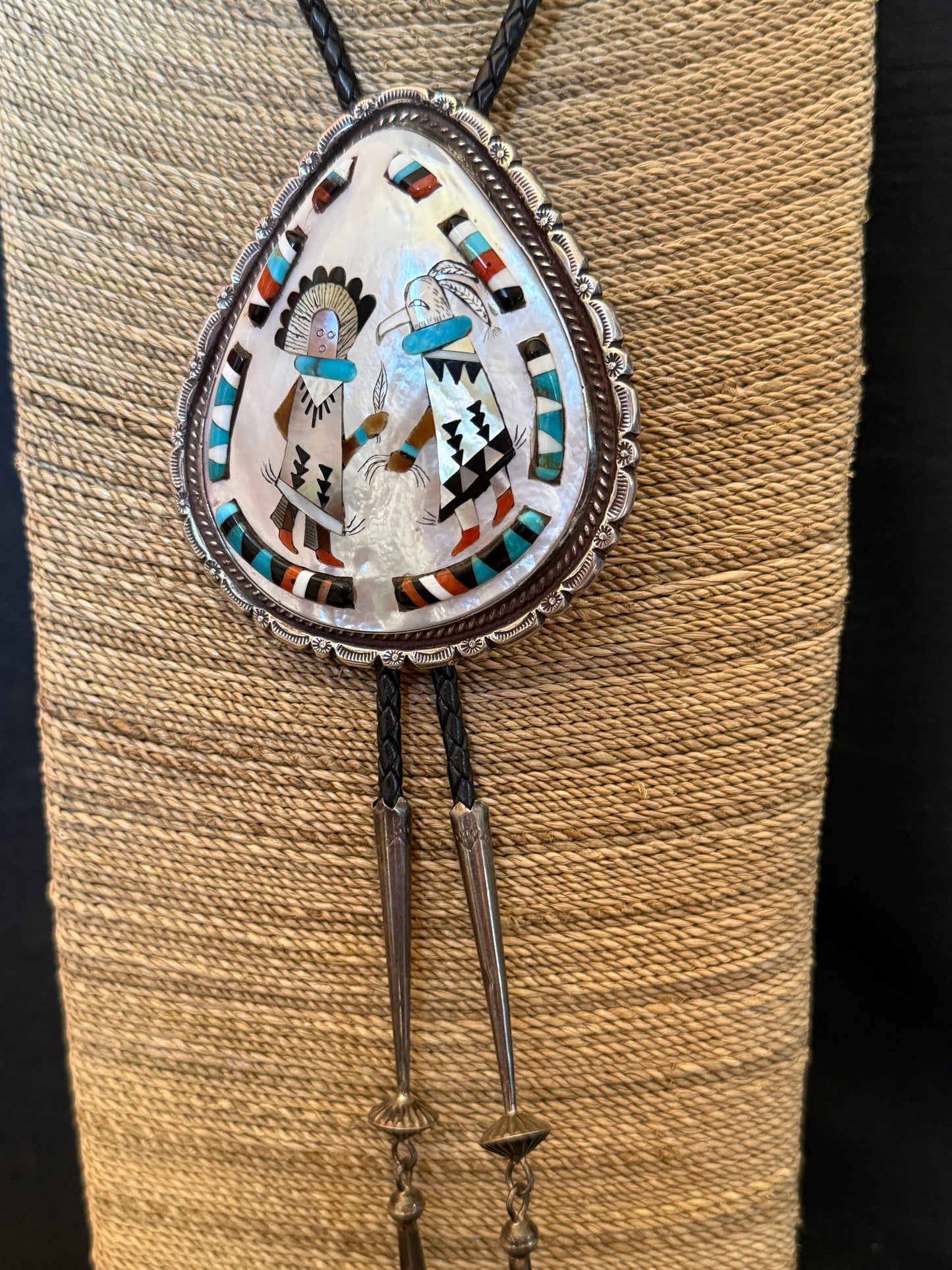 Unusual inlay shell bolo one of a kind