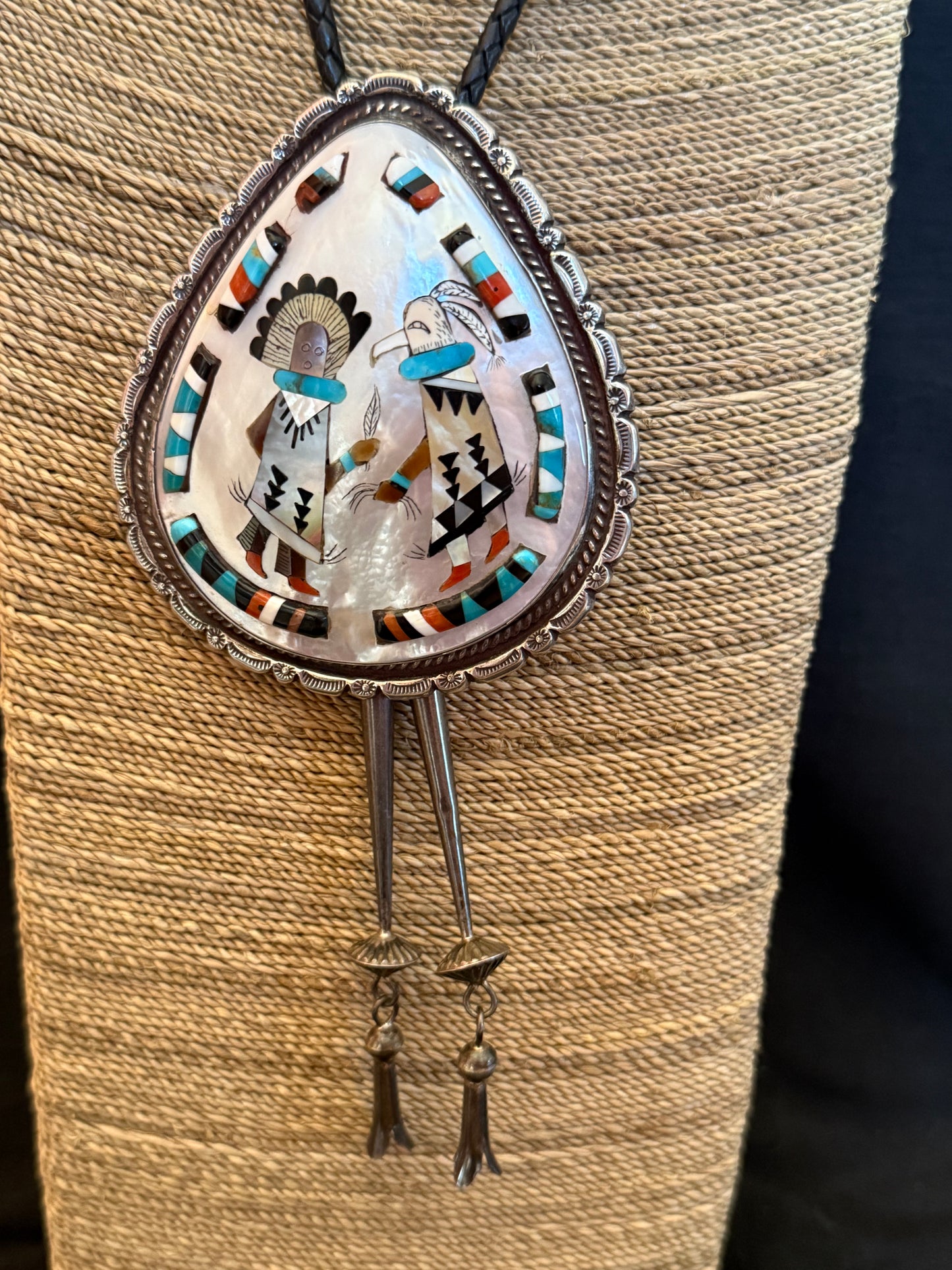 Unusual inlay shell bolo one of a kind