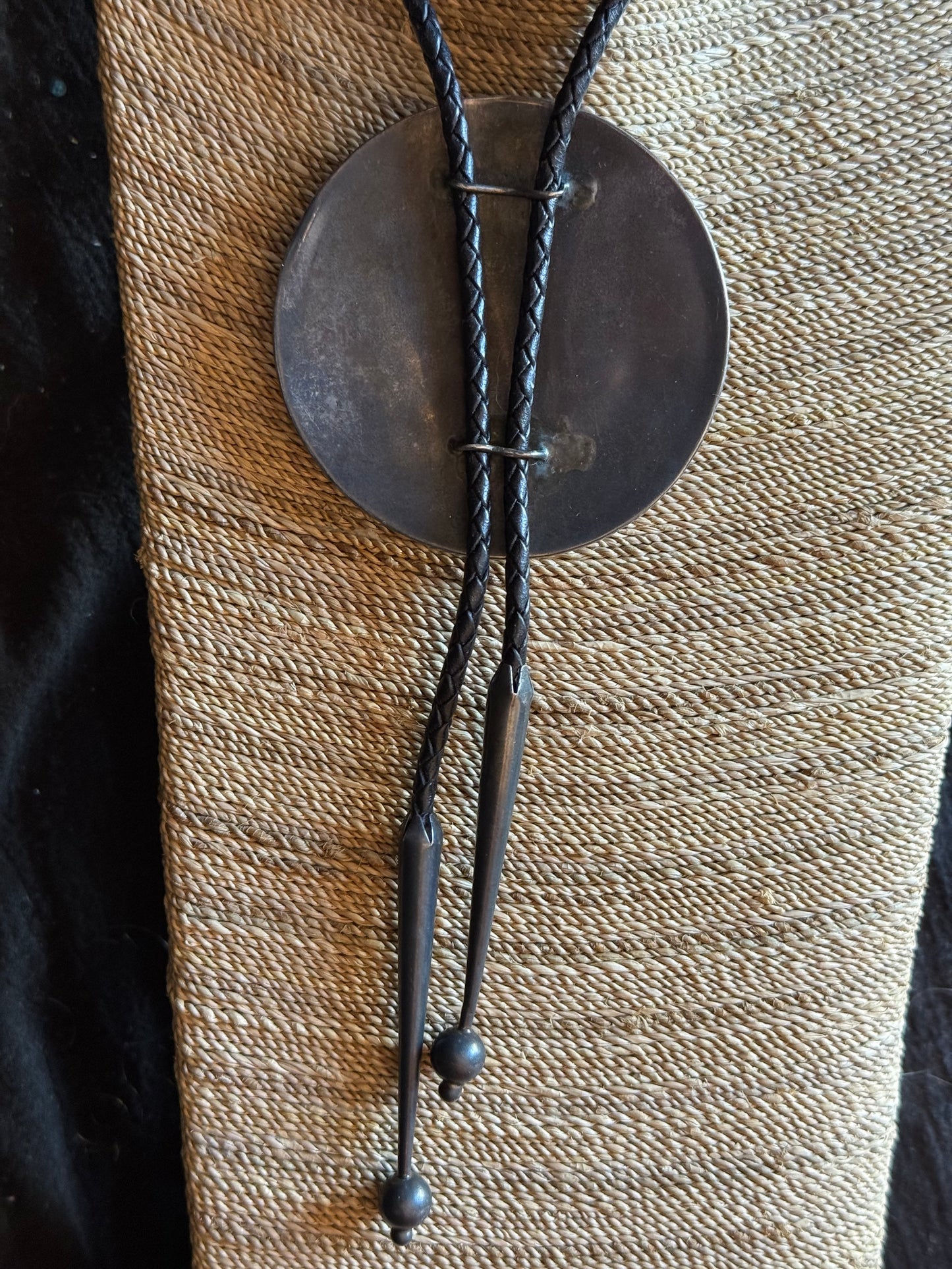 Vintage large turquoise stone set in sterling silver bolo