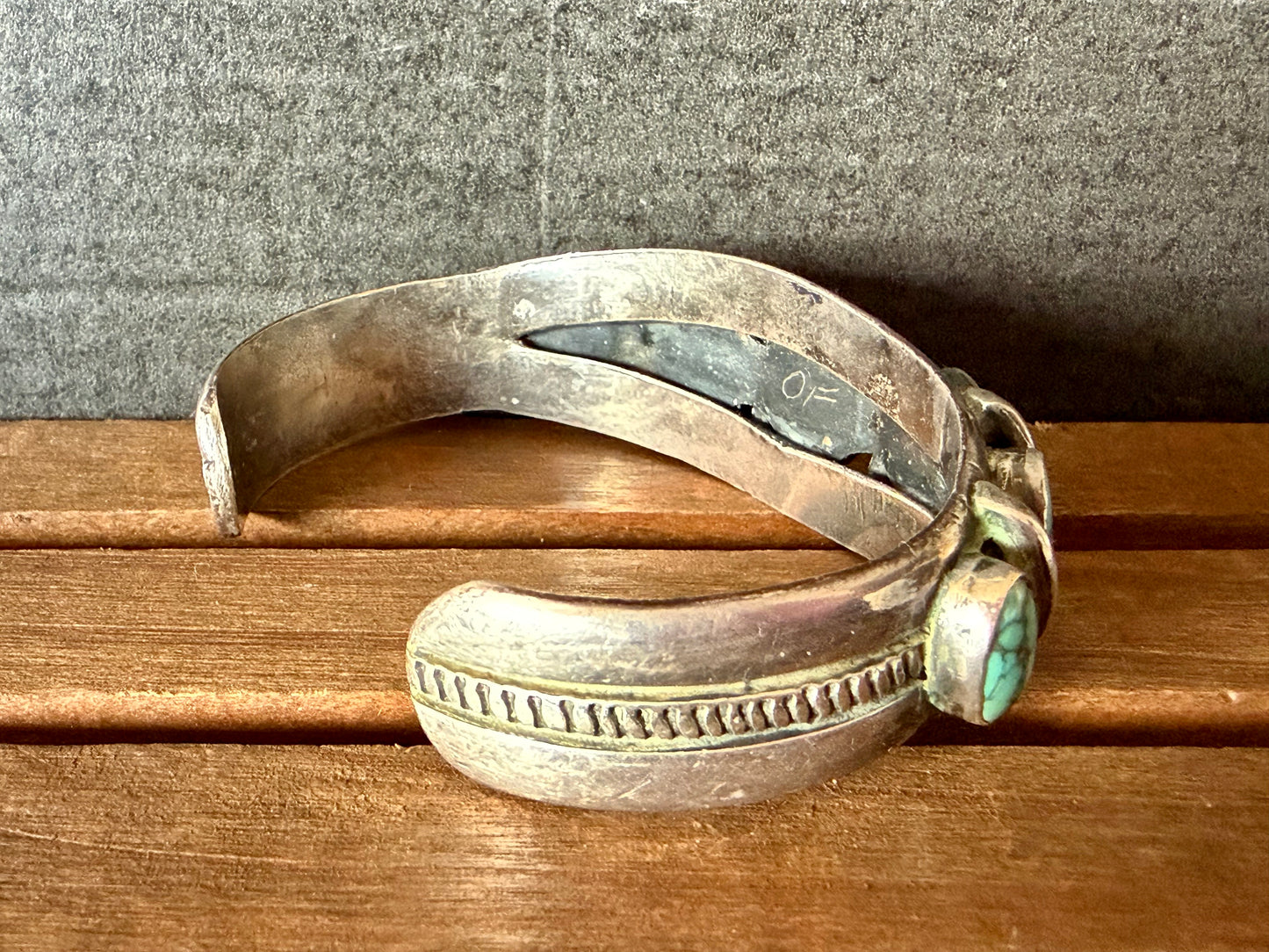 Vintage 7 stone turquoise cuff bracelet, Native American crafted