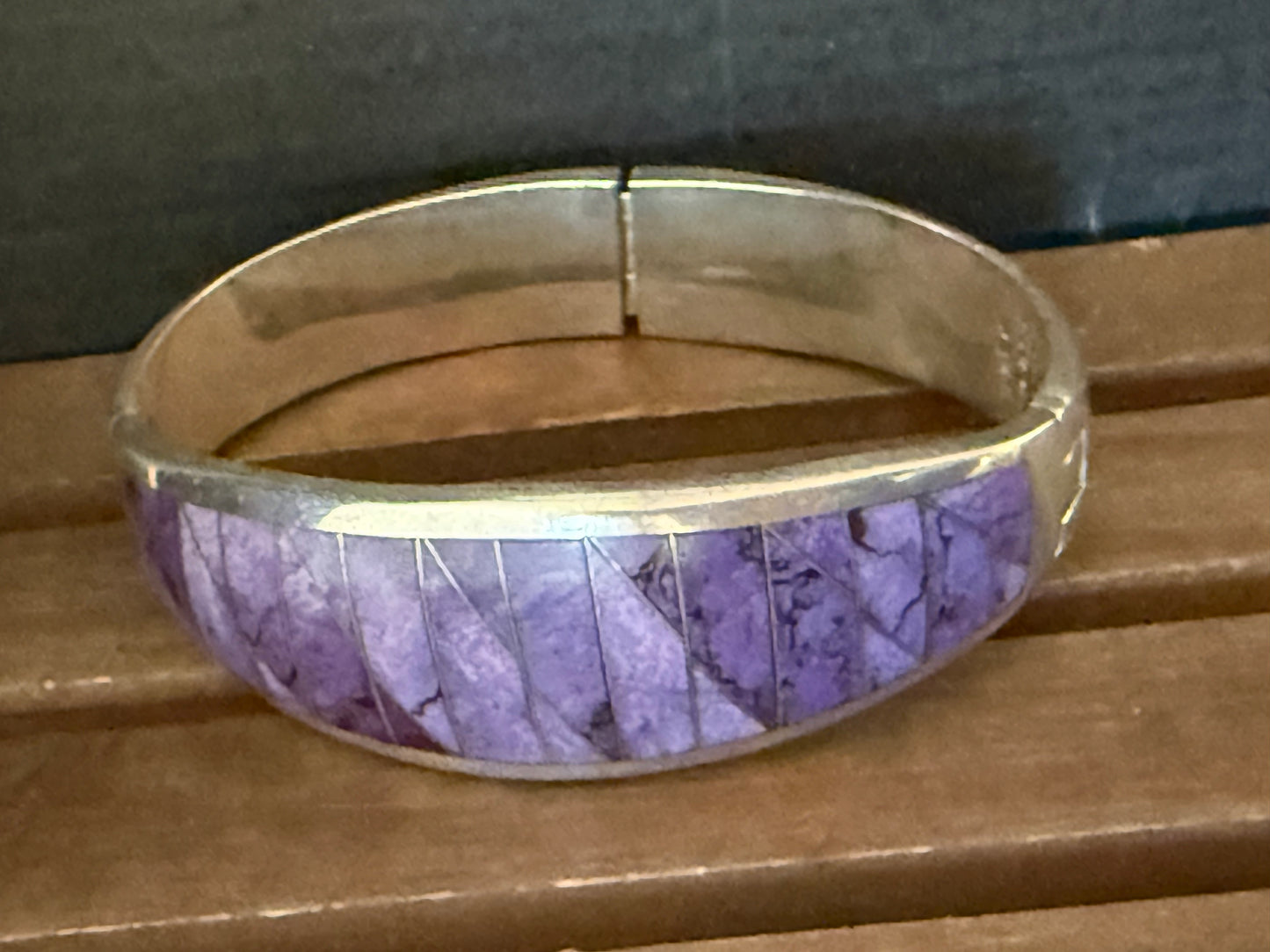 Mexican made sterling silver bracelet with natural stone, artist is Tono..