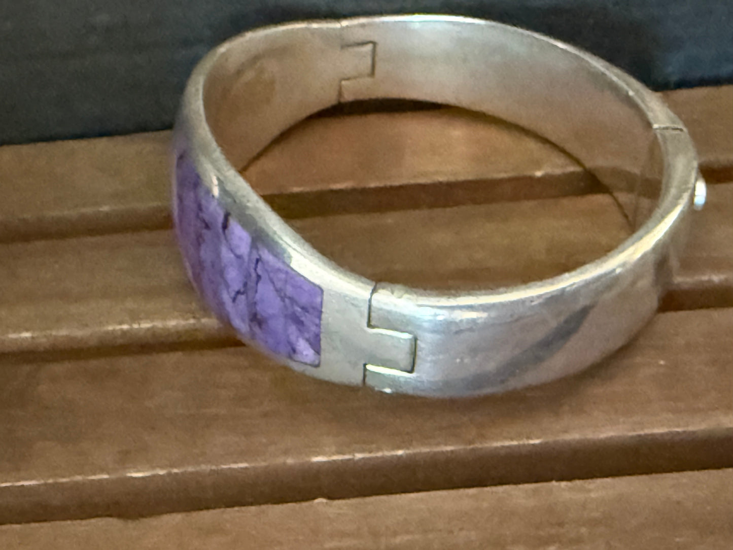 Mexican made sterling silver bracelet with natural stone, artist is Tono..