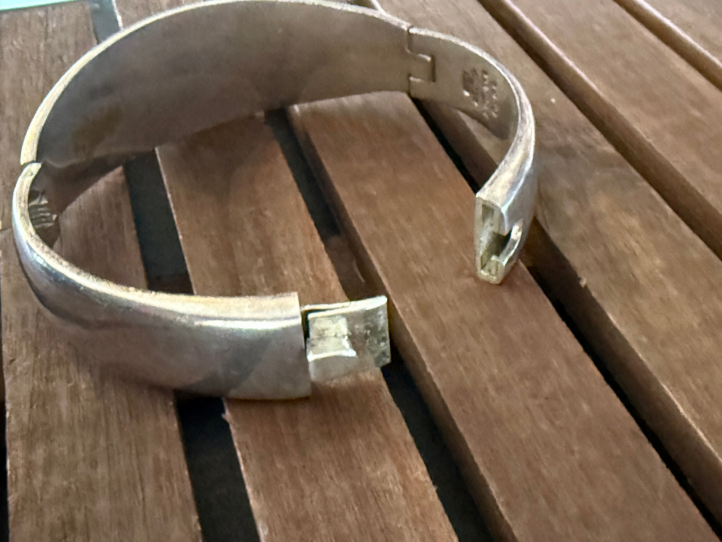 Mexican made sterling silver bracelet with natural stone, artist is Tono..