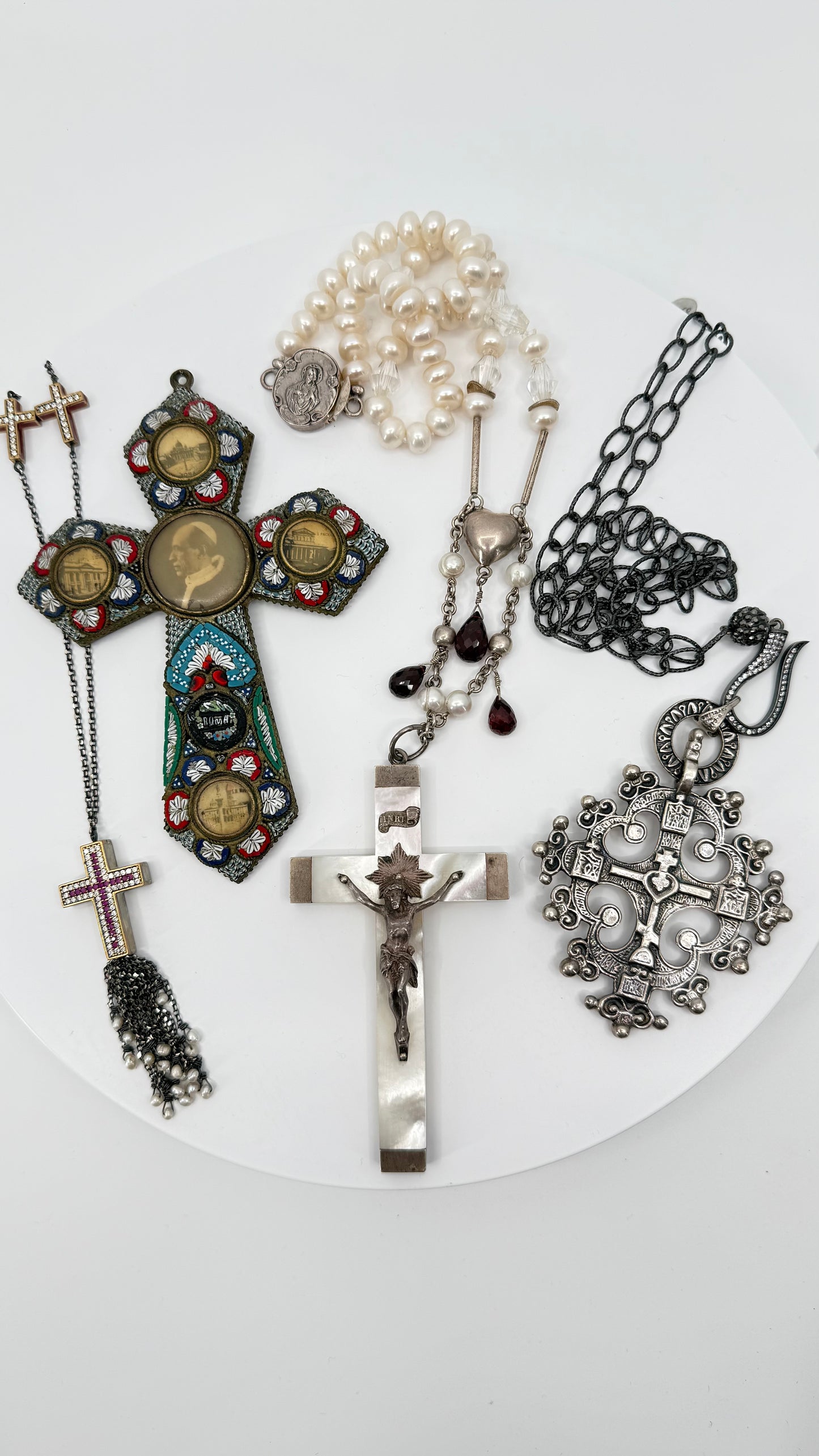 Vintage religious crosses and crucifxes