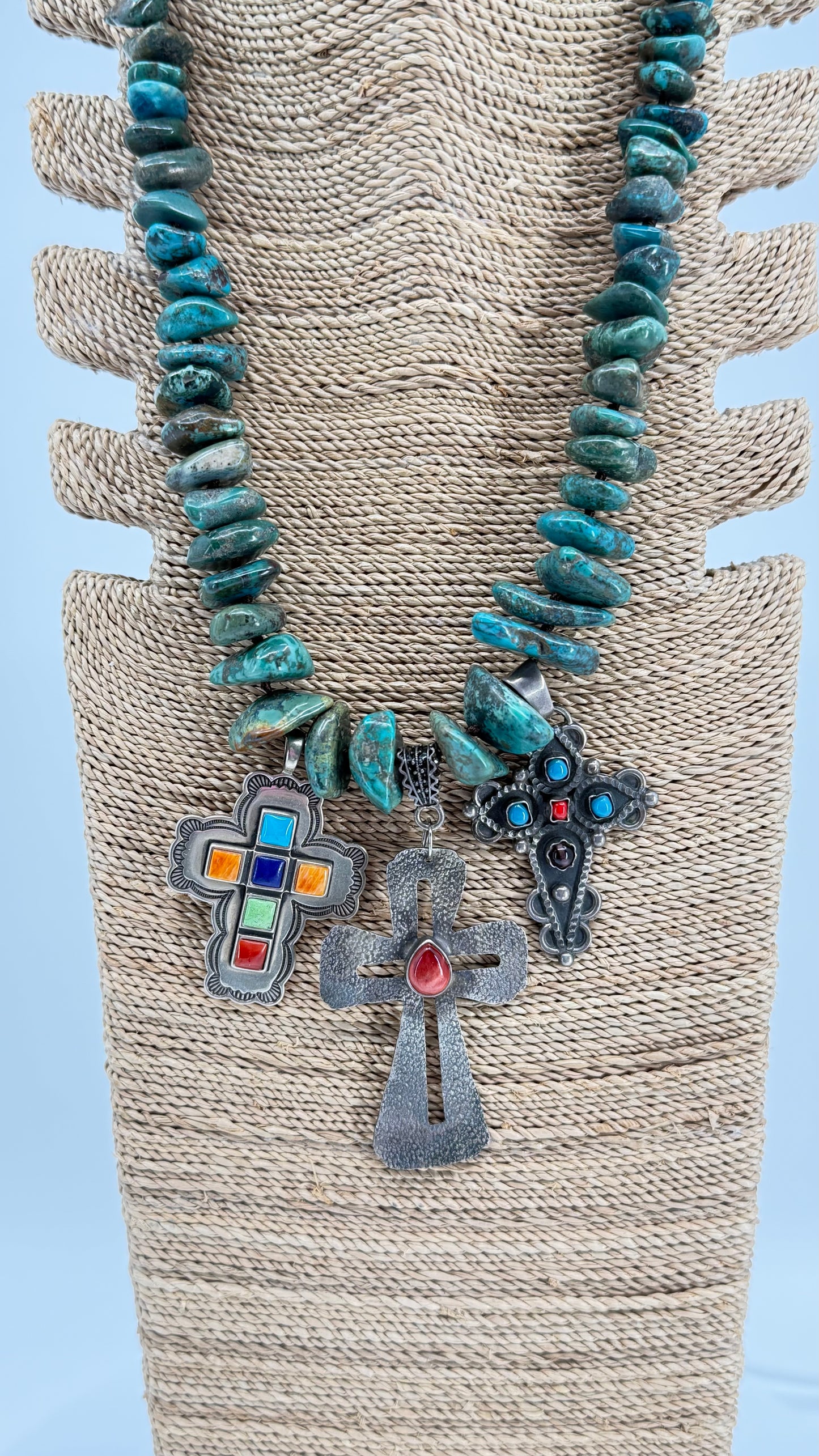 Turquoise with 3 crosses