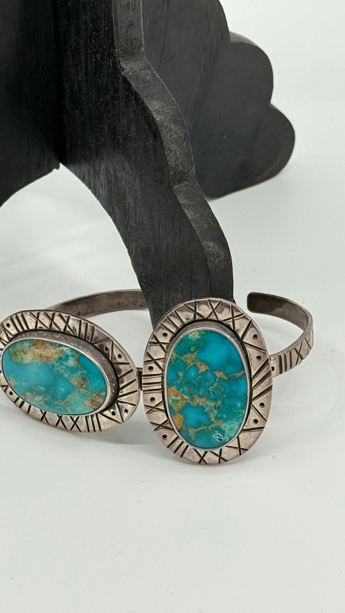 Modern 2 stone turquoise bracelet