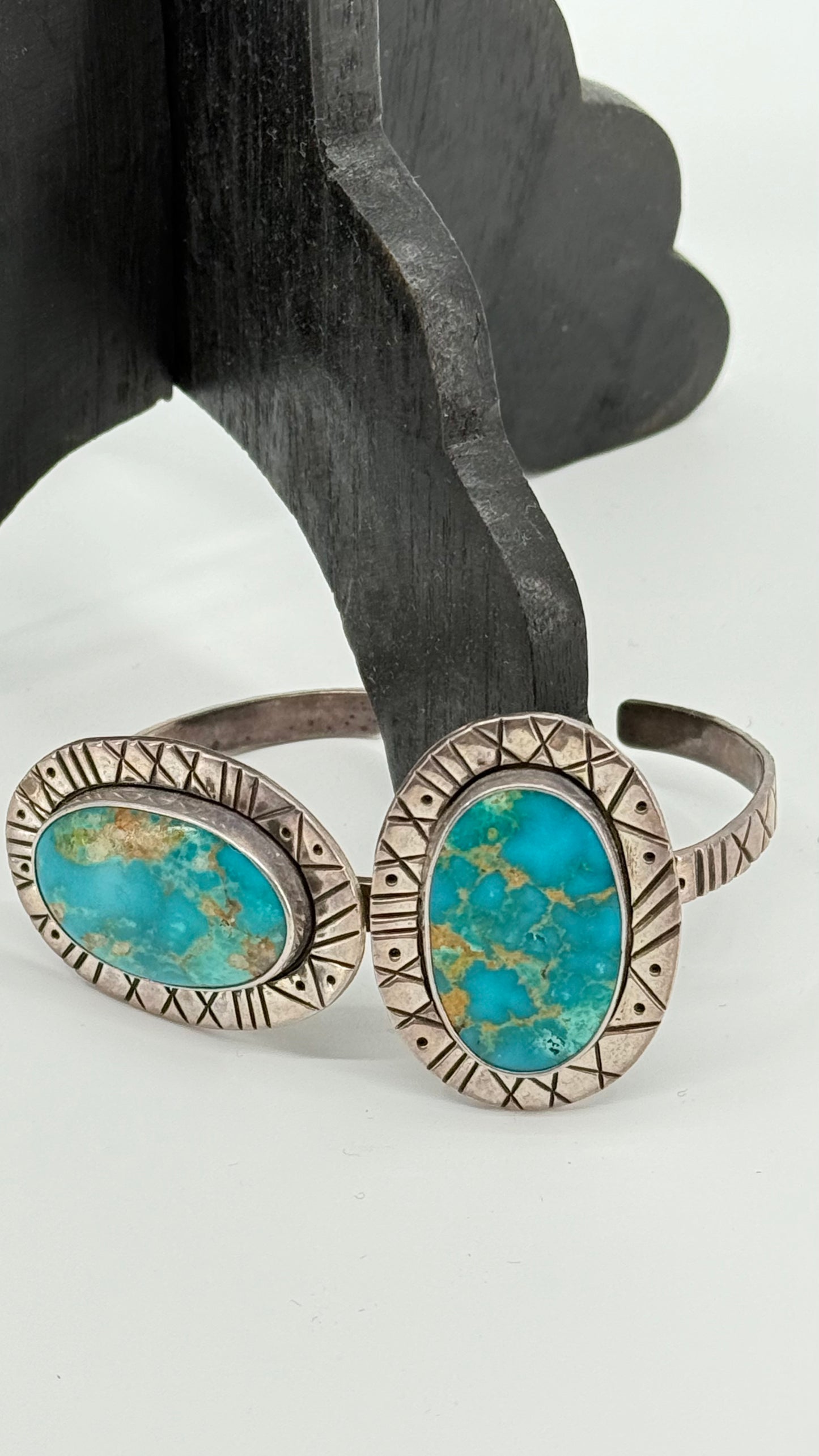 Modern 2 stone turquoise bracelet