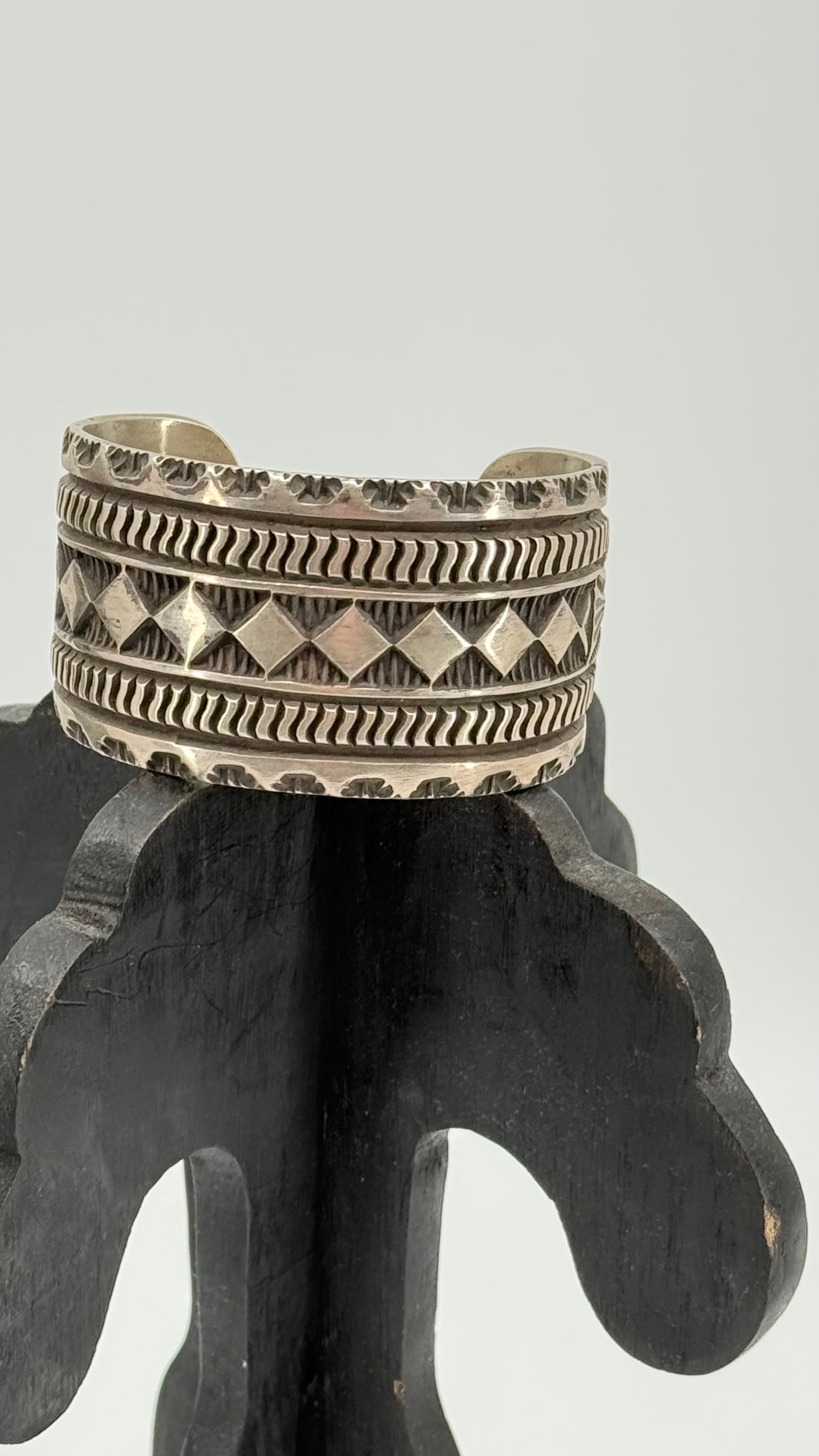 Elvria Bill, Navajo, sterling cuff bracelet