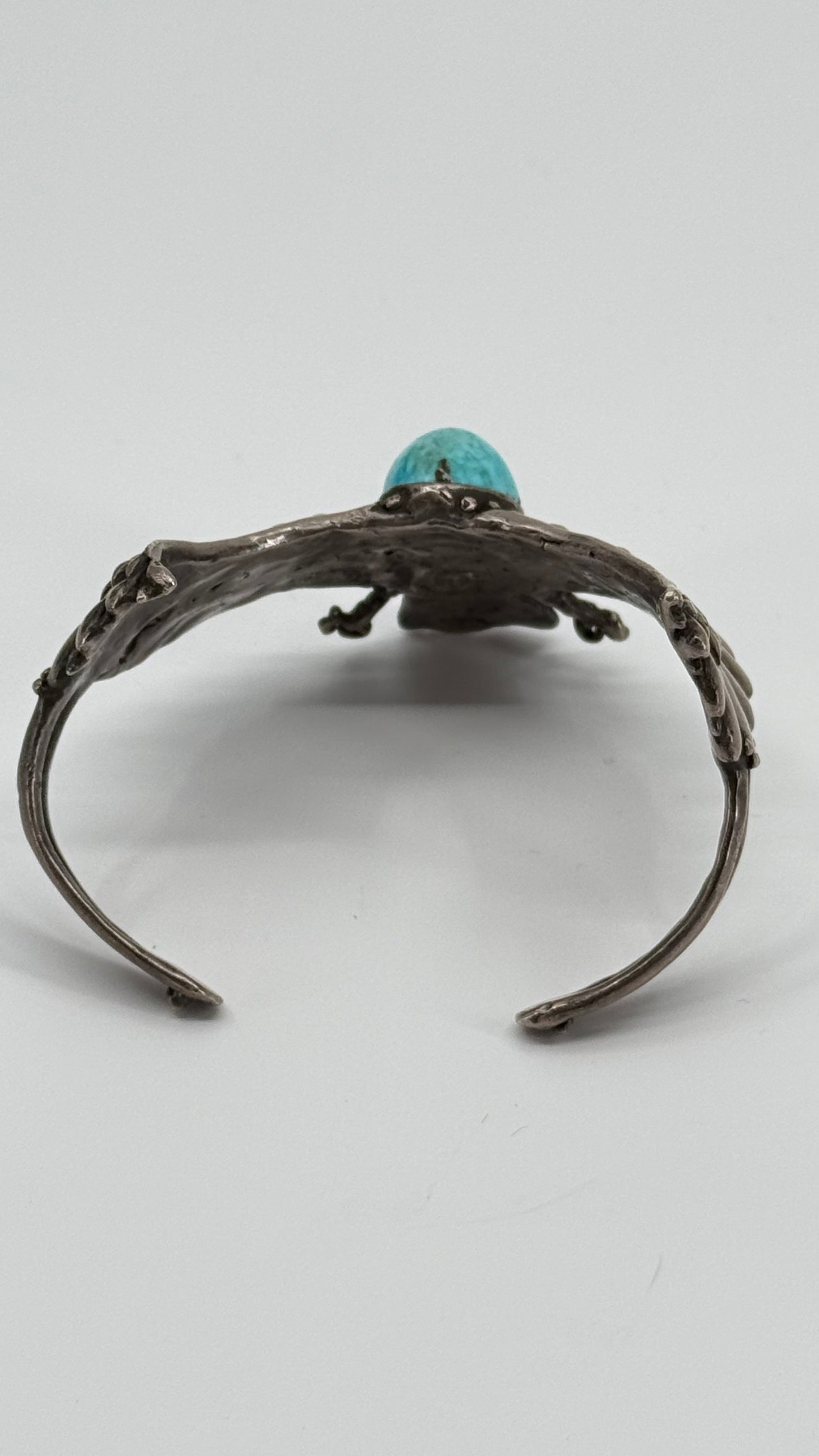 Large turquoise stone with sterling silver, eagle shape bracelet