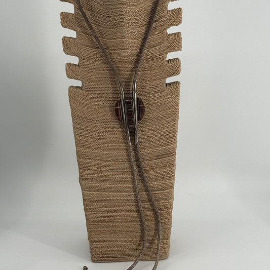 Sterling braided bolo with stone