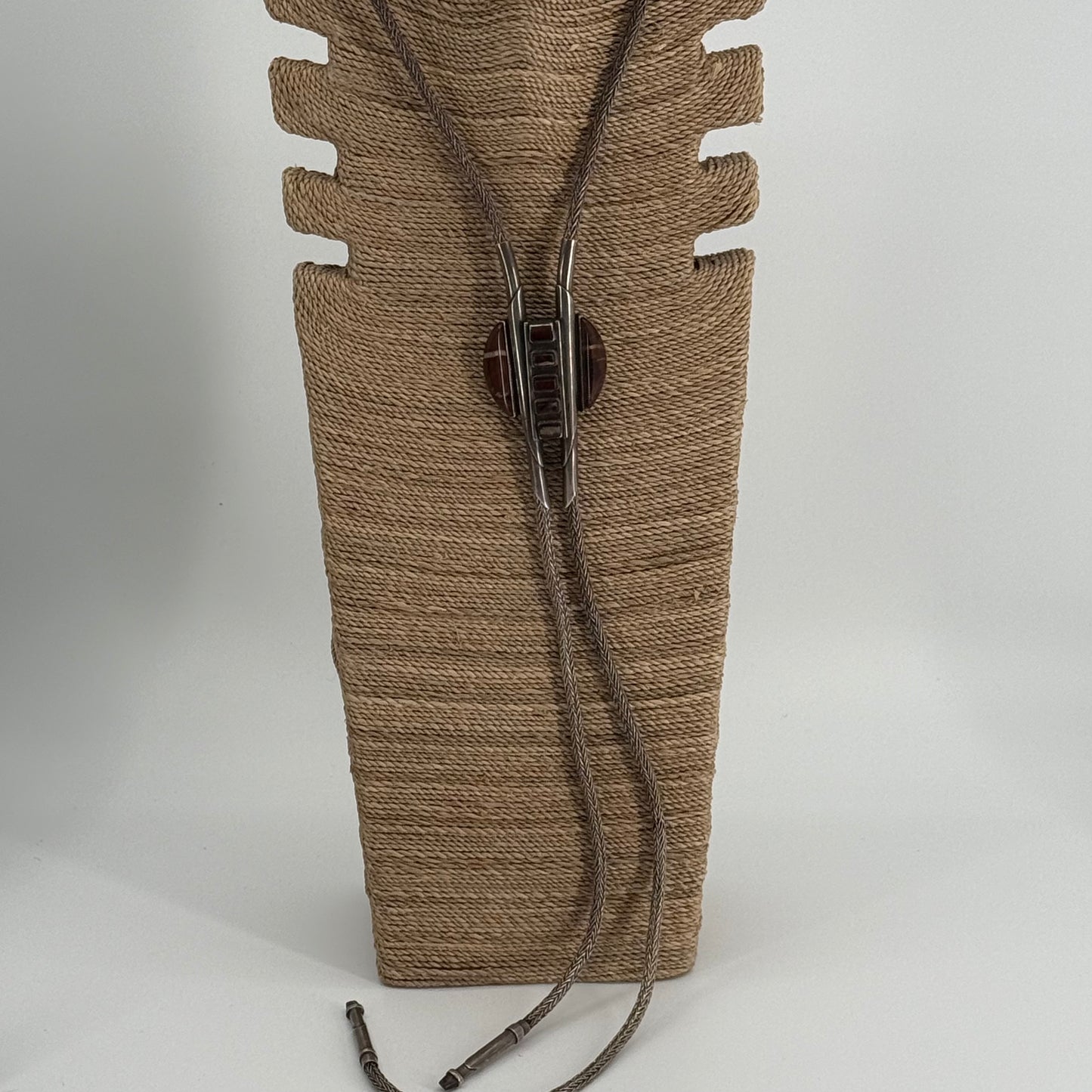 Sterling braided bolo with stone