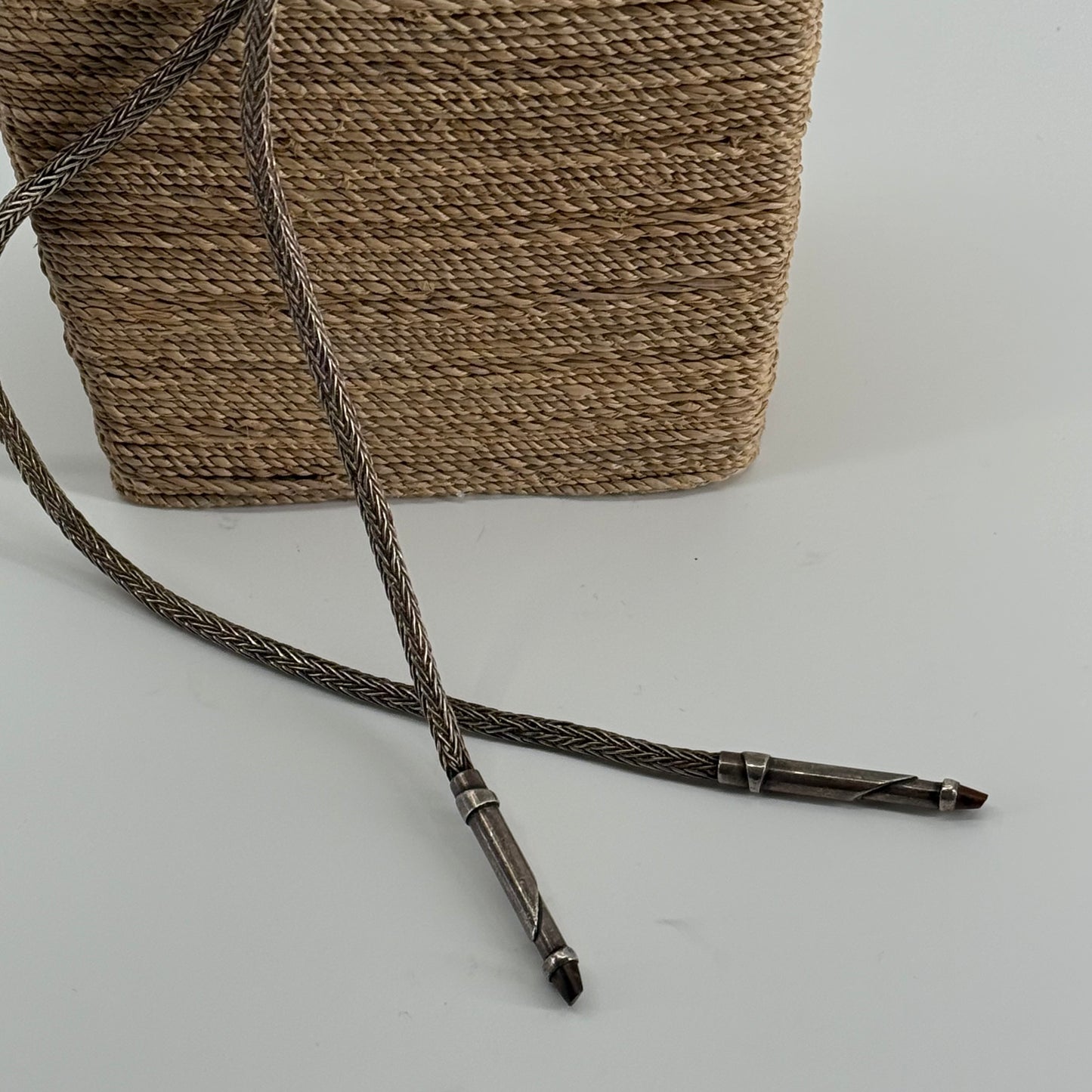 Sterling braided bolo with stone