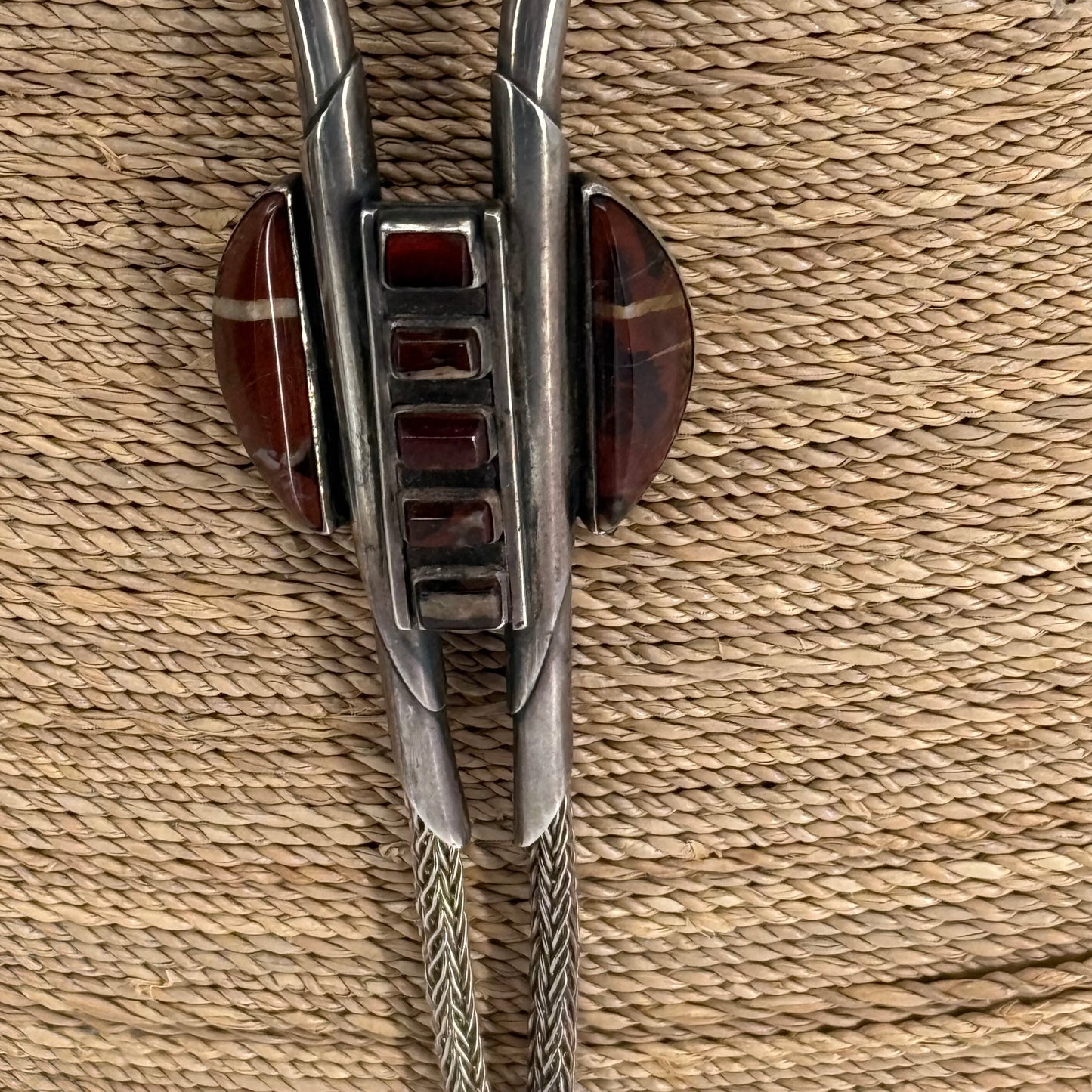 Sterling braided bolo with stone