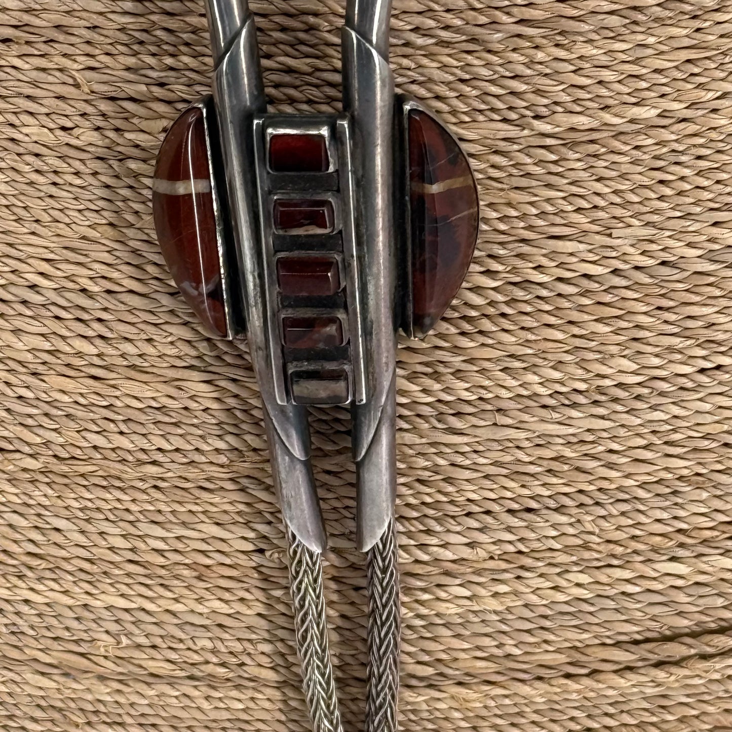Sterling braided bolo with stone