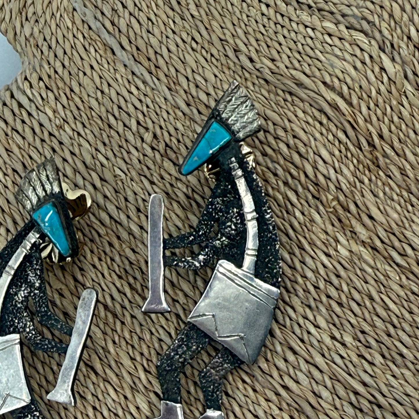 Kokopelli earrings with turquoise Michael Little Elk