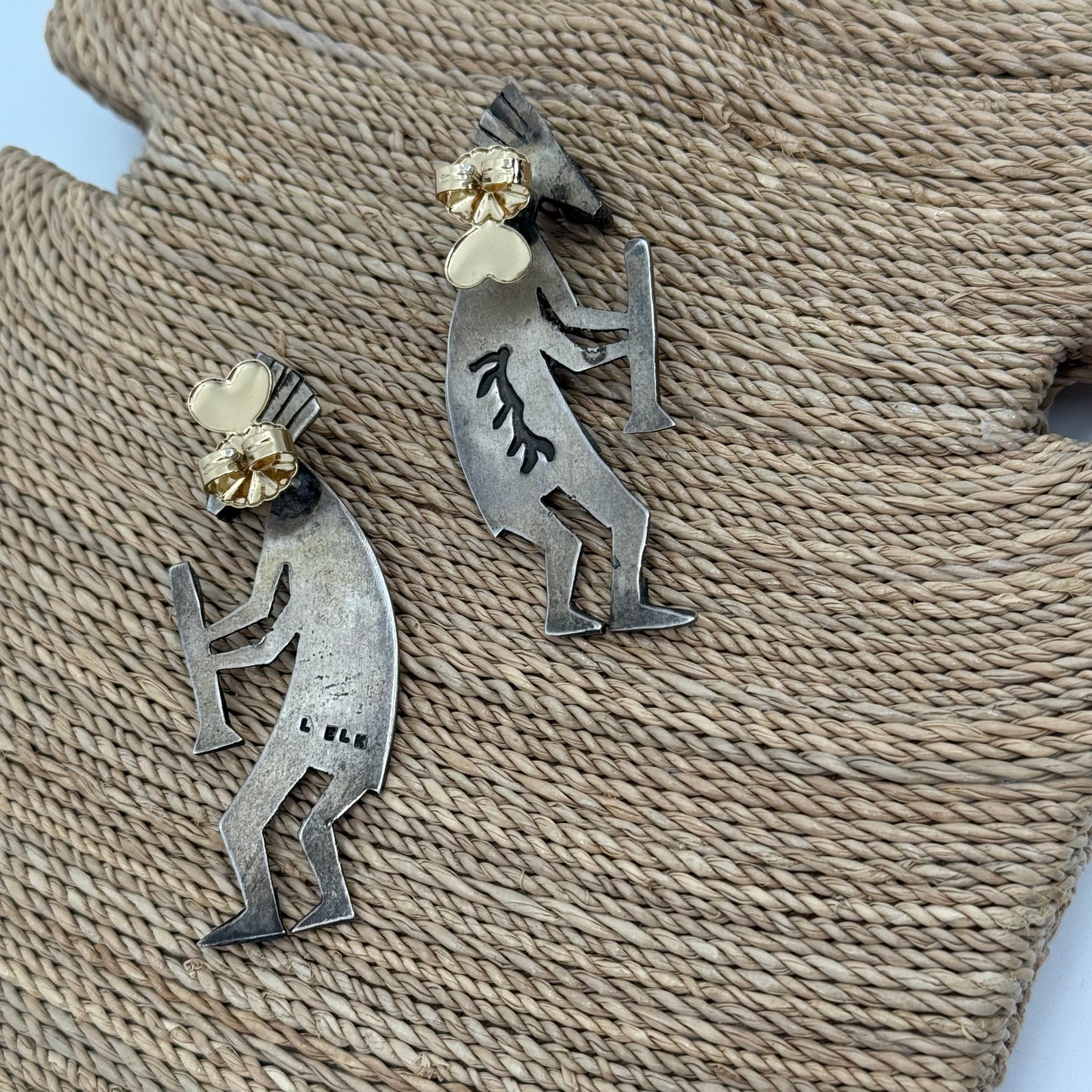 Kokopelli earrings with turquoise Michael Little Elk