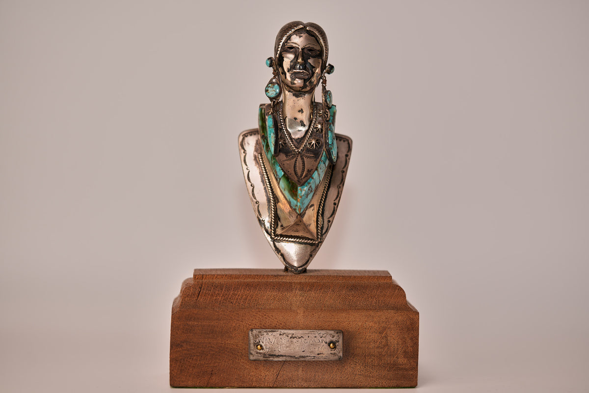 "Navajo Maiden" Statute Artifact Set by Carlos White Eagle, Apache