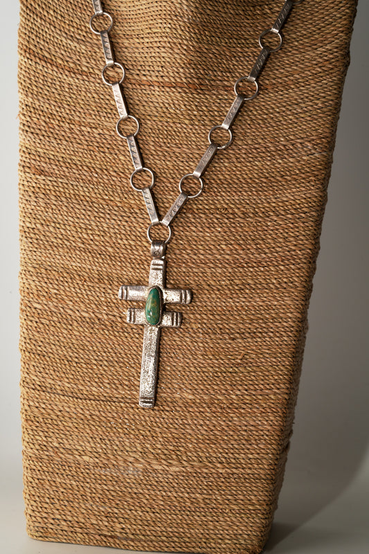 Orland Crespin Sterling silver chain, bracelet with Cross