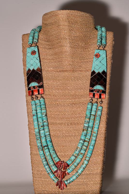 Heishe 3 strand necklace with turtles