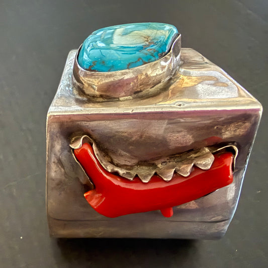 Turquoise and Coral unique bracelet