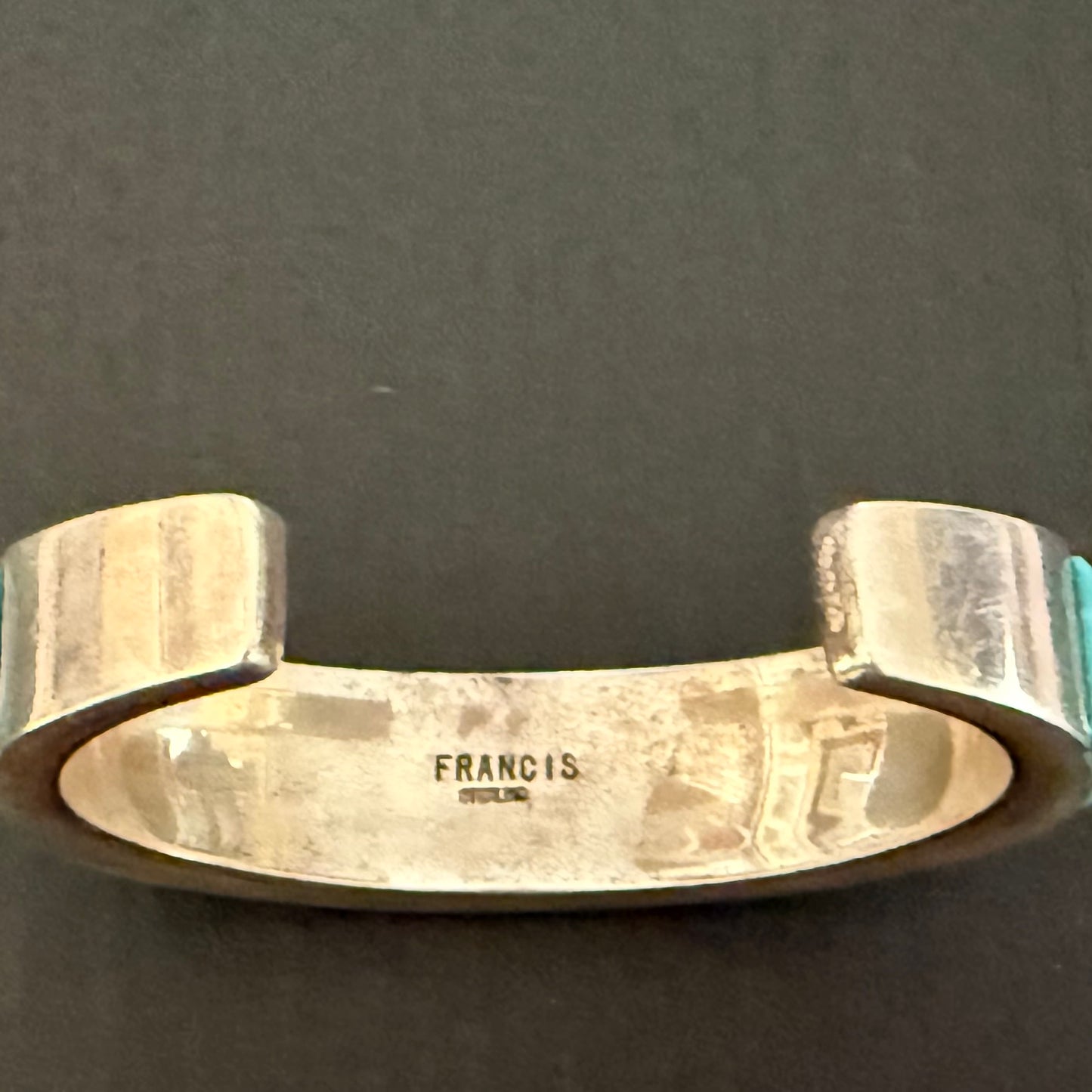 Turquoise and spiny oyster cobblestone style  in sterling silver cuff bracelet