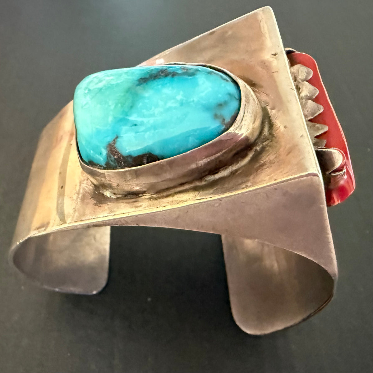 Turquoise and Coral unique bracelet