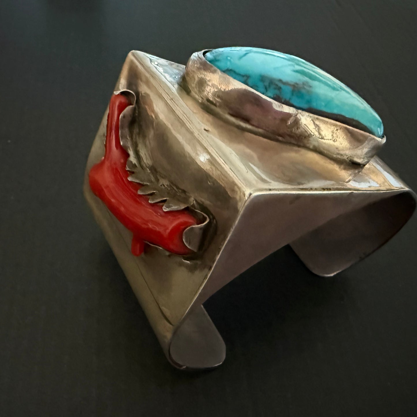 Turquoise and Coral unique bracelet